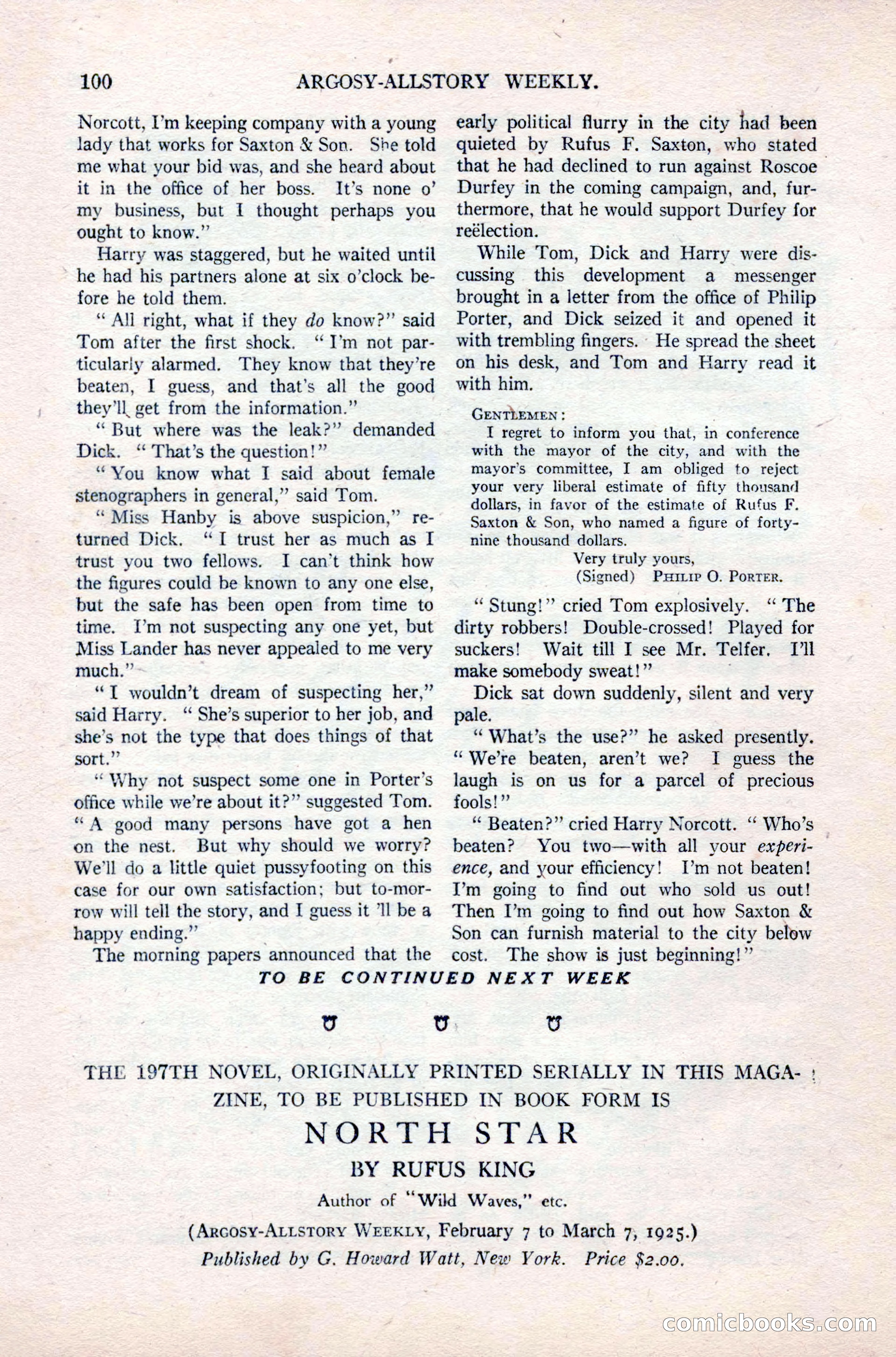 Argosy All-Story Weekly, September 26, 1925 — page 106 of 168