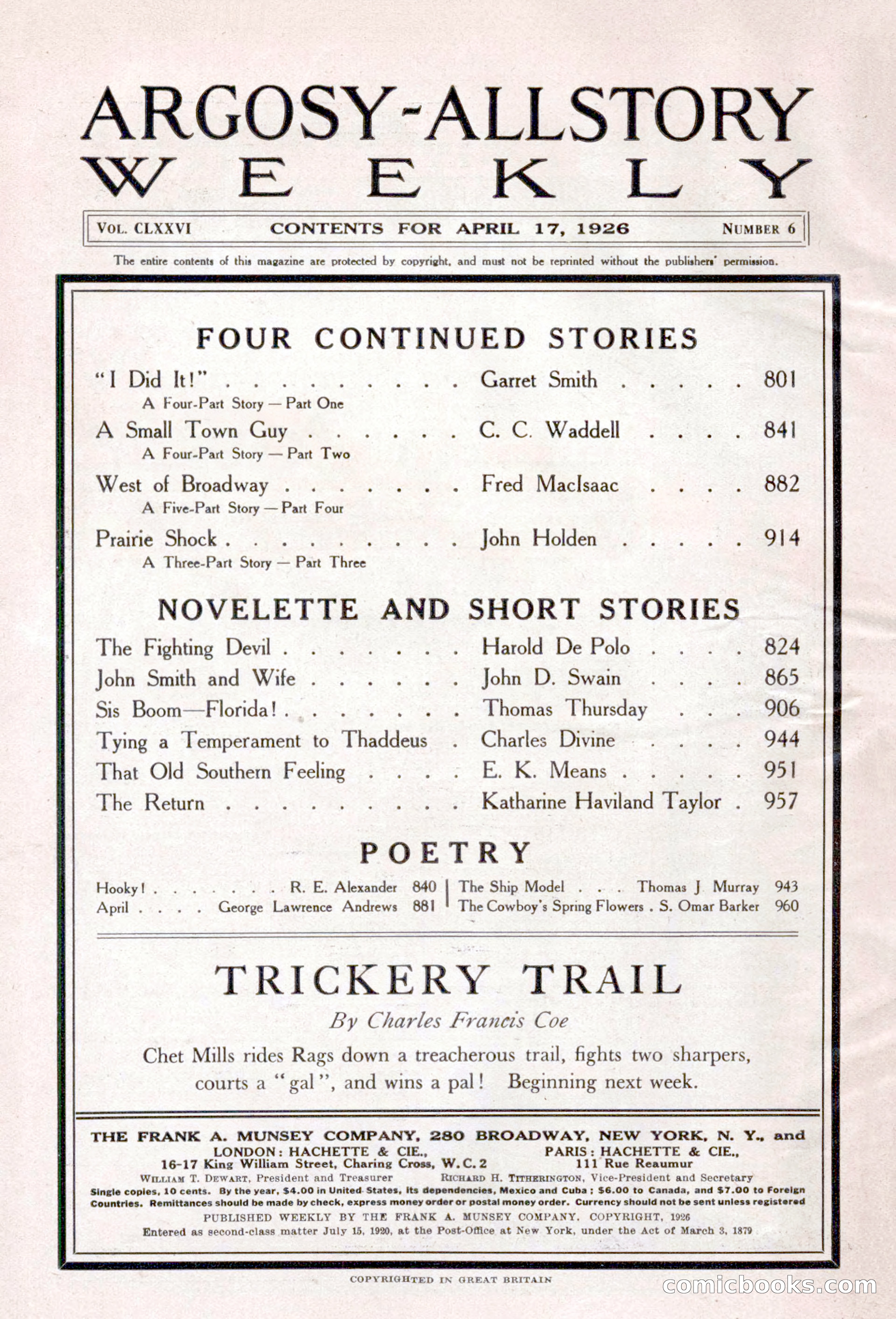 Argosy All-Story Weekly, April 17, 1926 — page 4 of 168