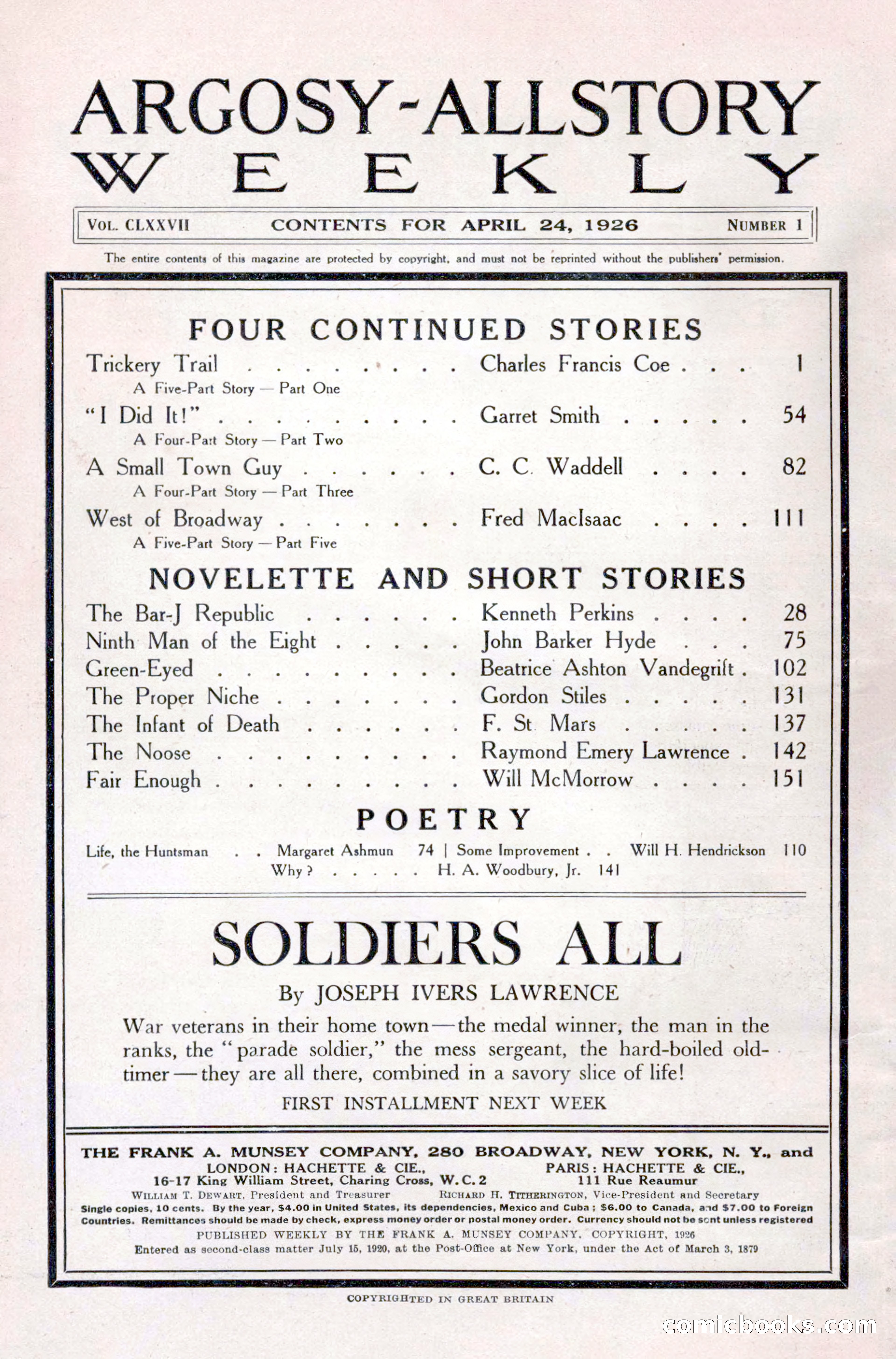 Argosy All-Story Weekly, April 24, 1926 — page 4 of 168