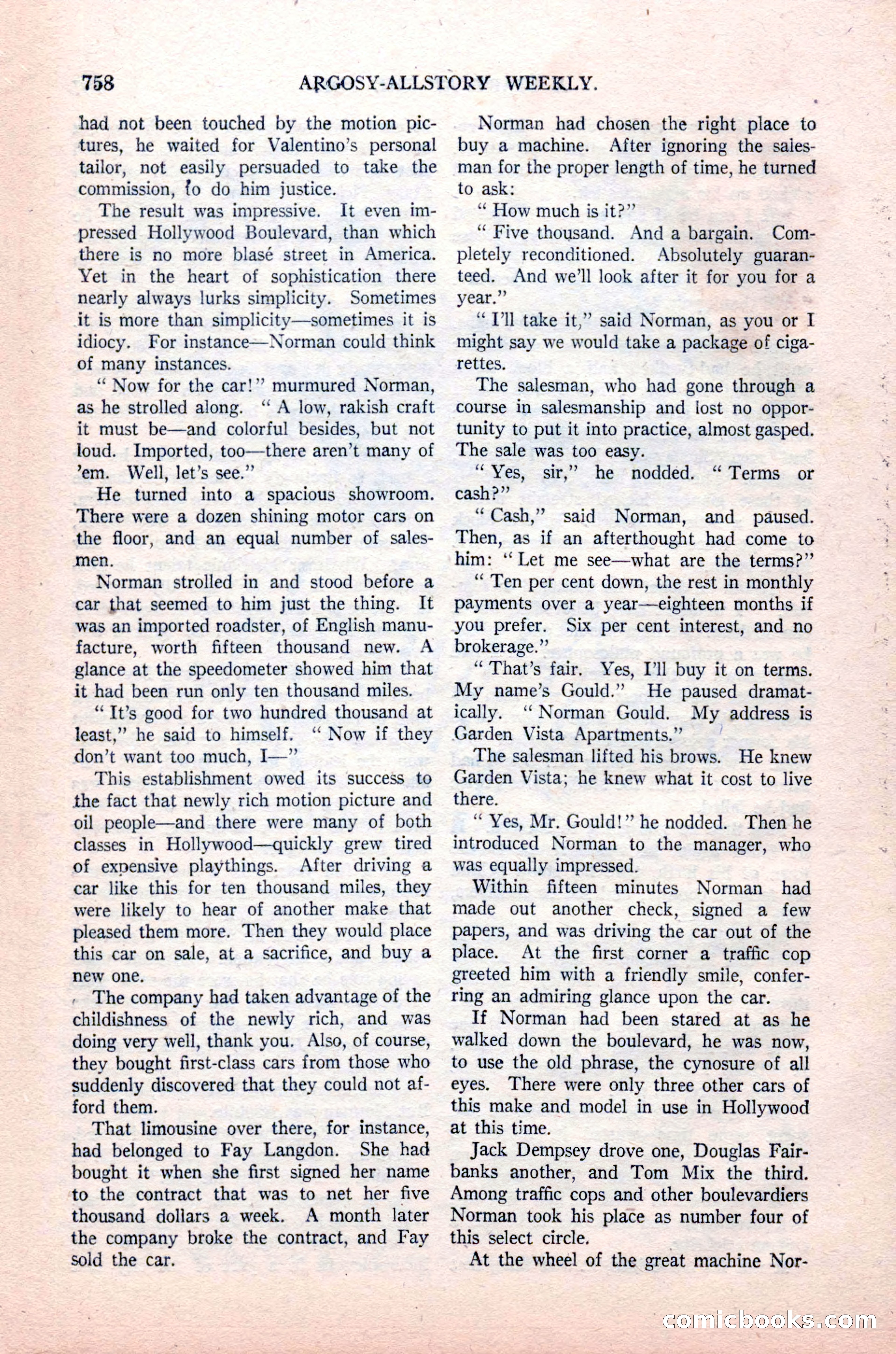 Argosy All-Story Weekly, August 14, 1926 — page 124 of 168