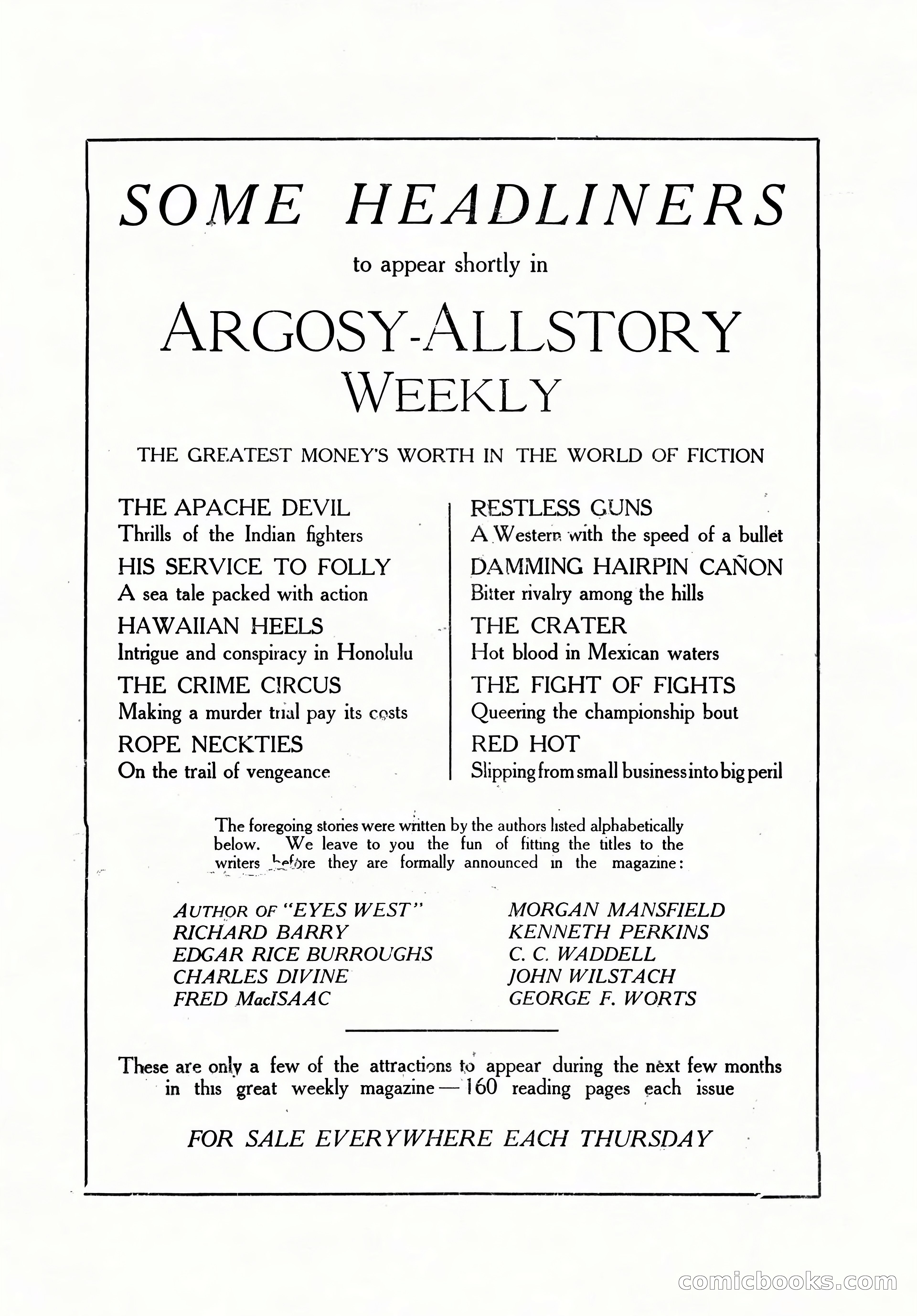Argosy All-Story Weekly, February 18, 1928 — page 163 of 164