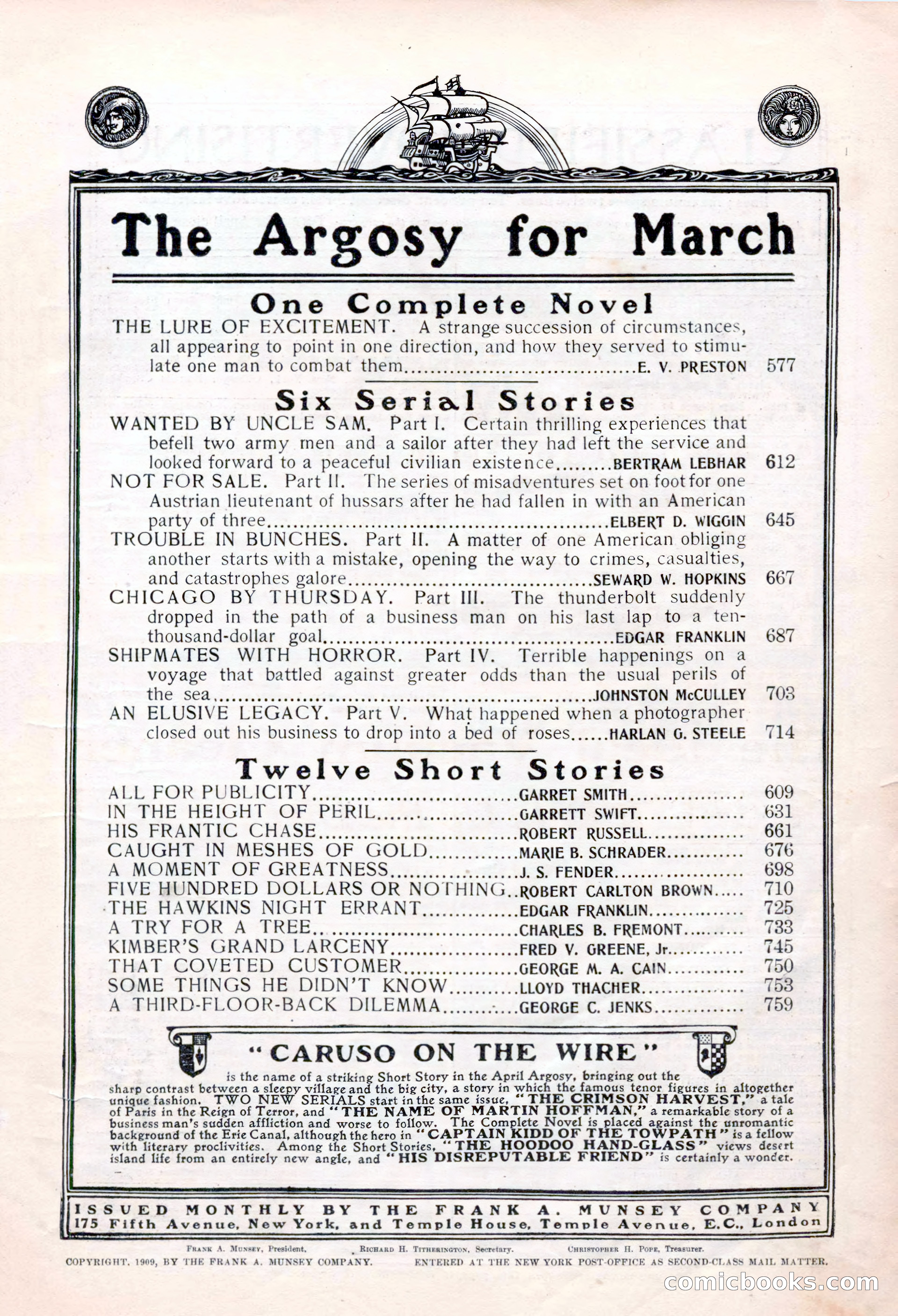 The Argosy for March 1909 — page 5 of 244