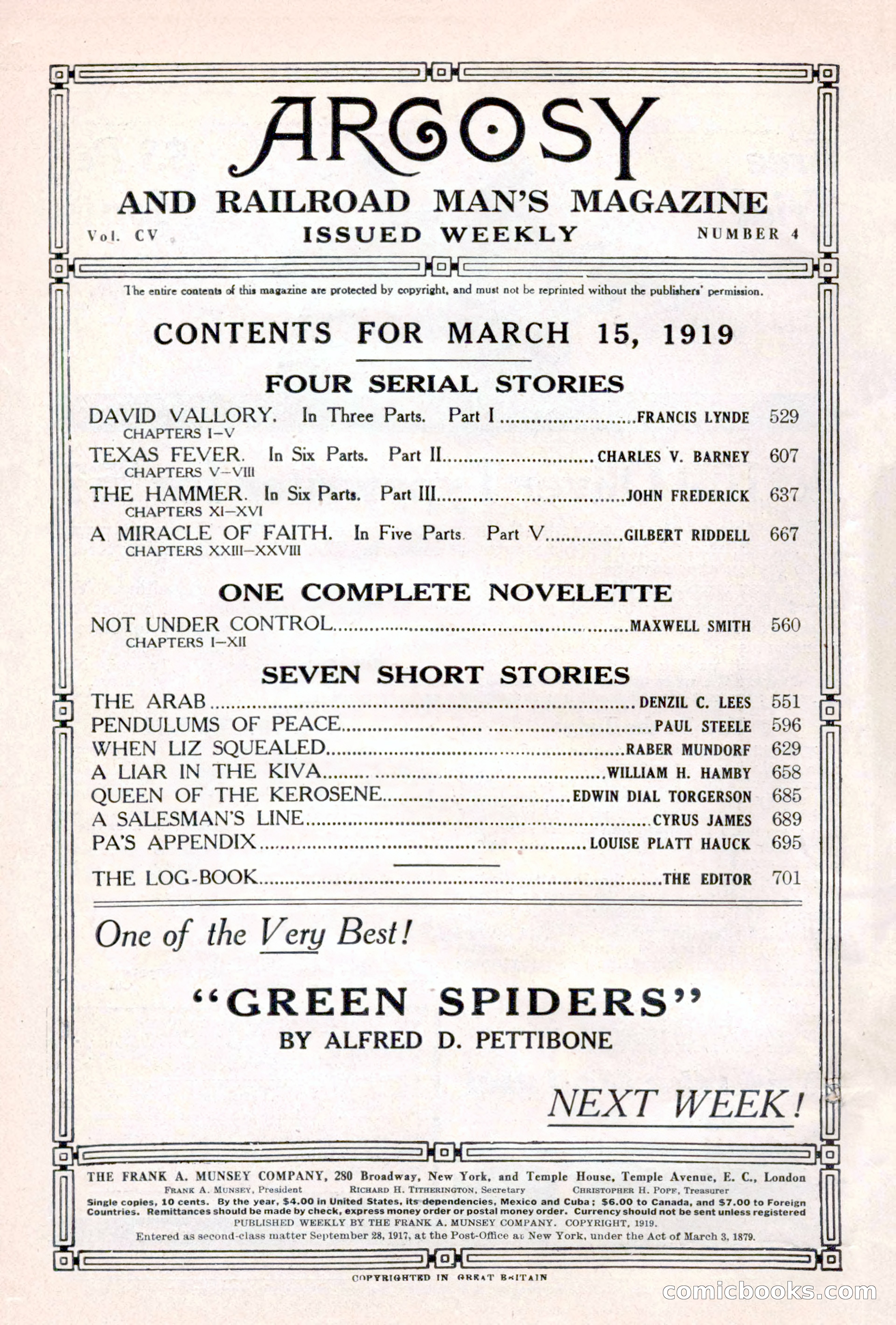 Argosy and Railroad Man's Magazine, March 15, 1919 — page 4 of 196