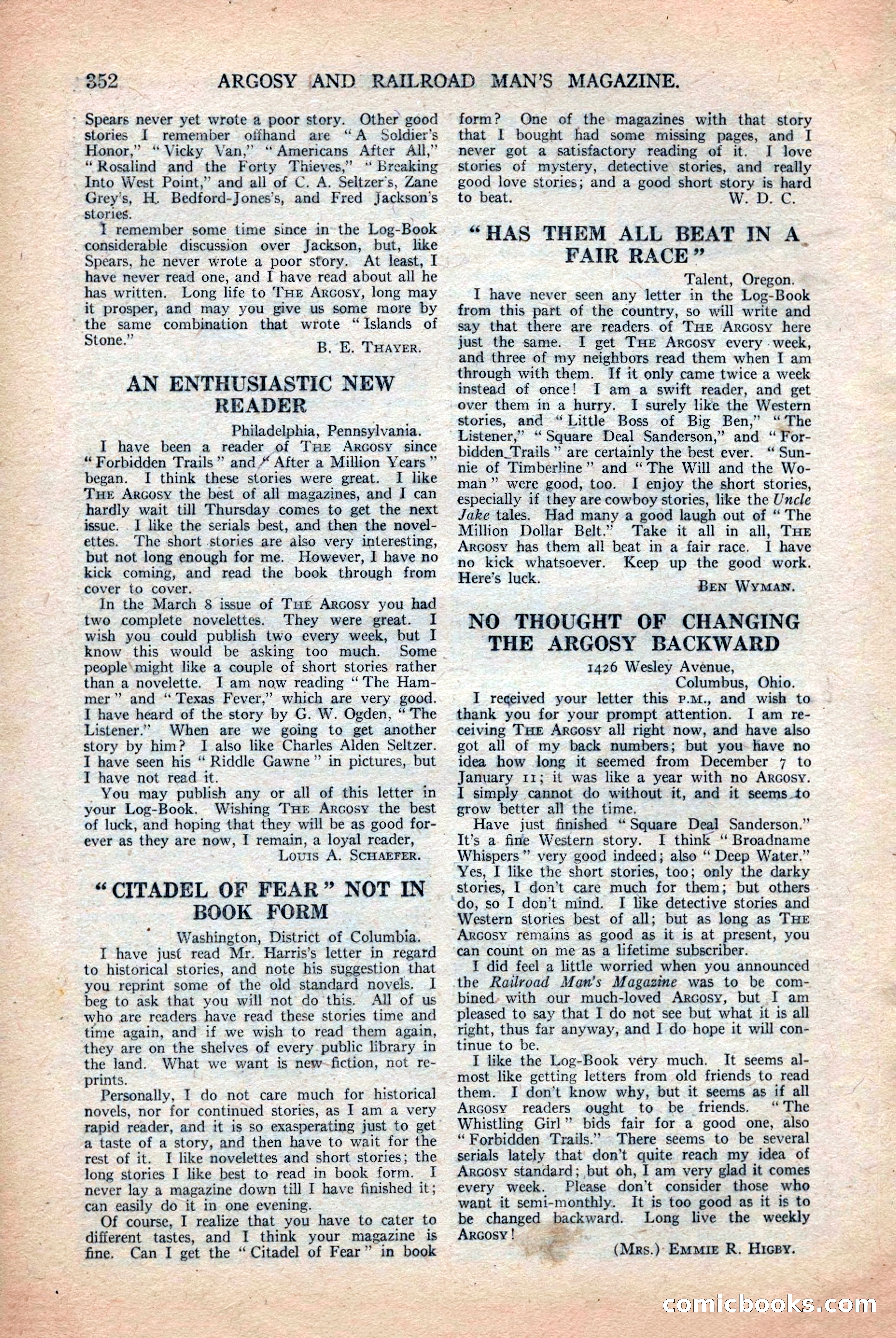 Argosy and Railroad Man's Magazine, Vol. 108 No. 2 — page 186 of 188