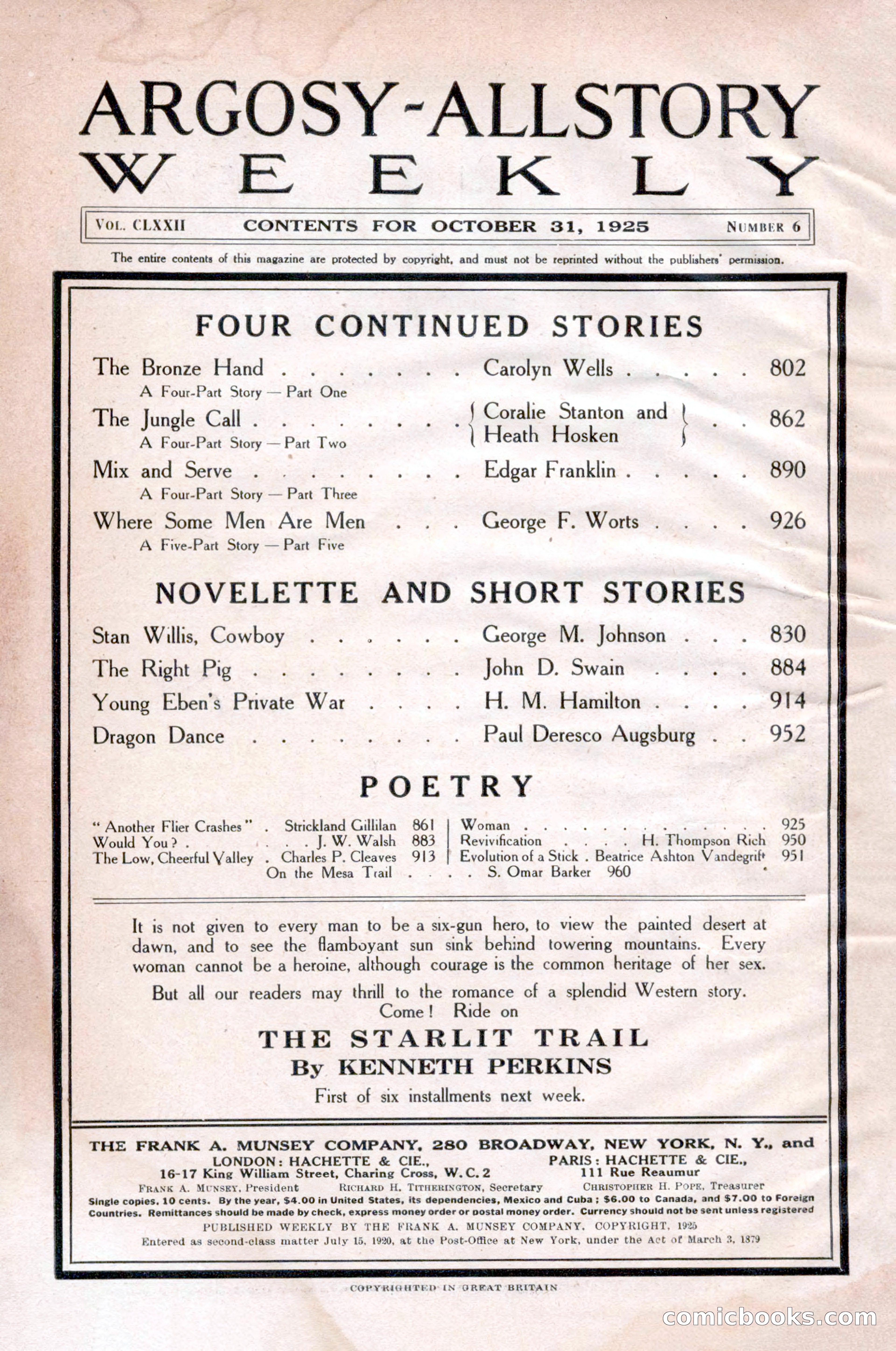 Argosy All-Story Weekly, October 31, 1925 — page 4 of 166
