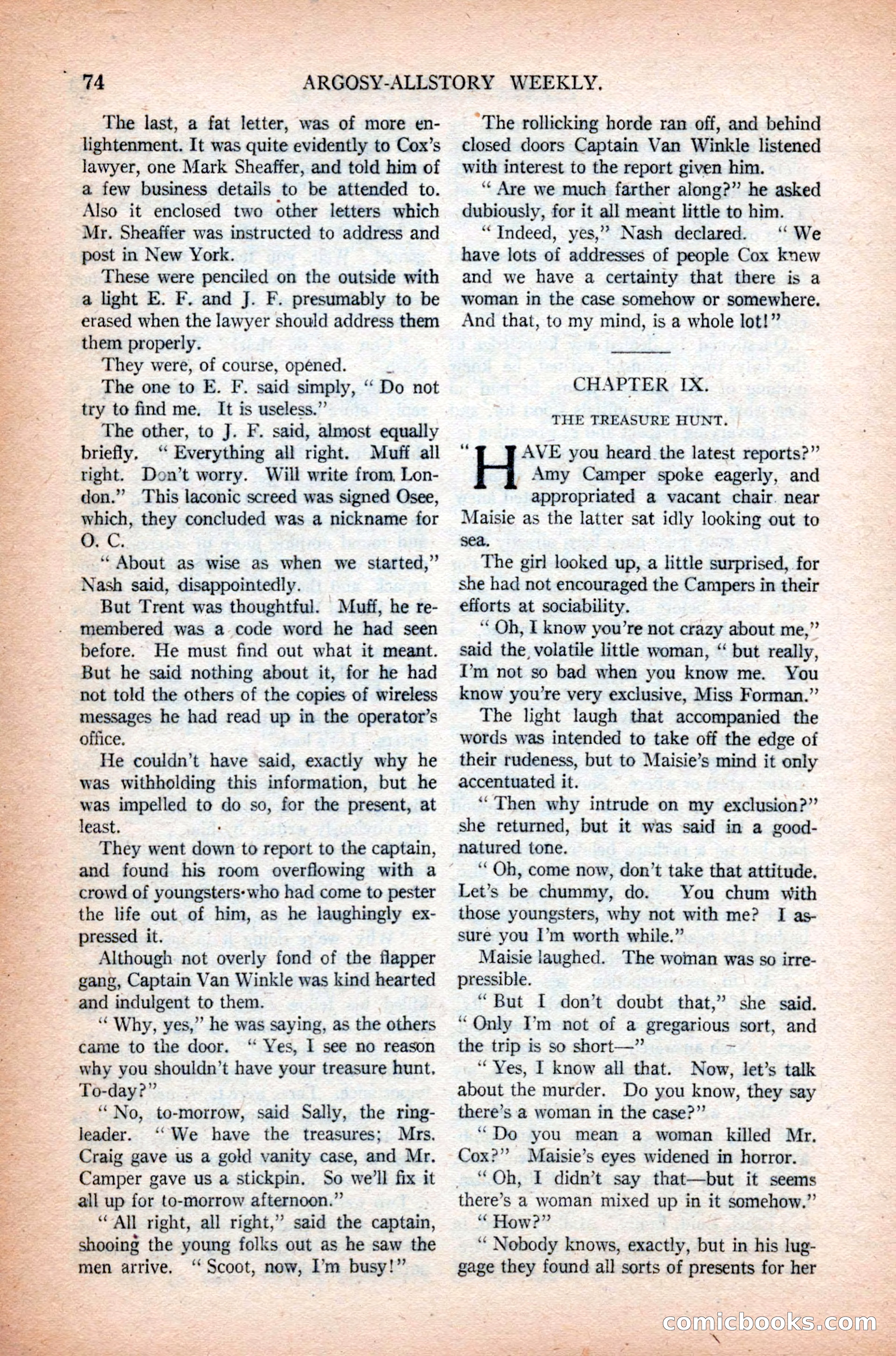 Argosy All-Story Weekly, November 7, 1925 — page 84 of 184
