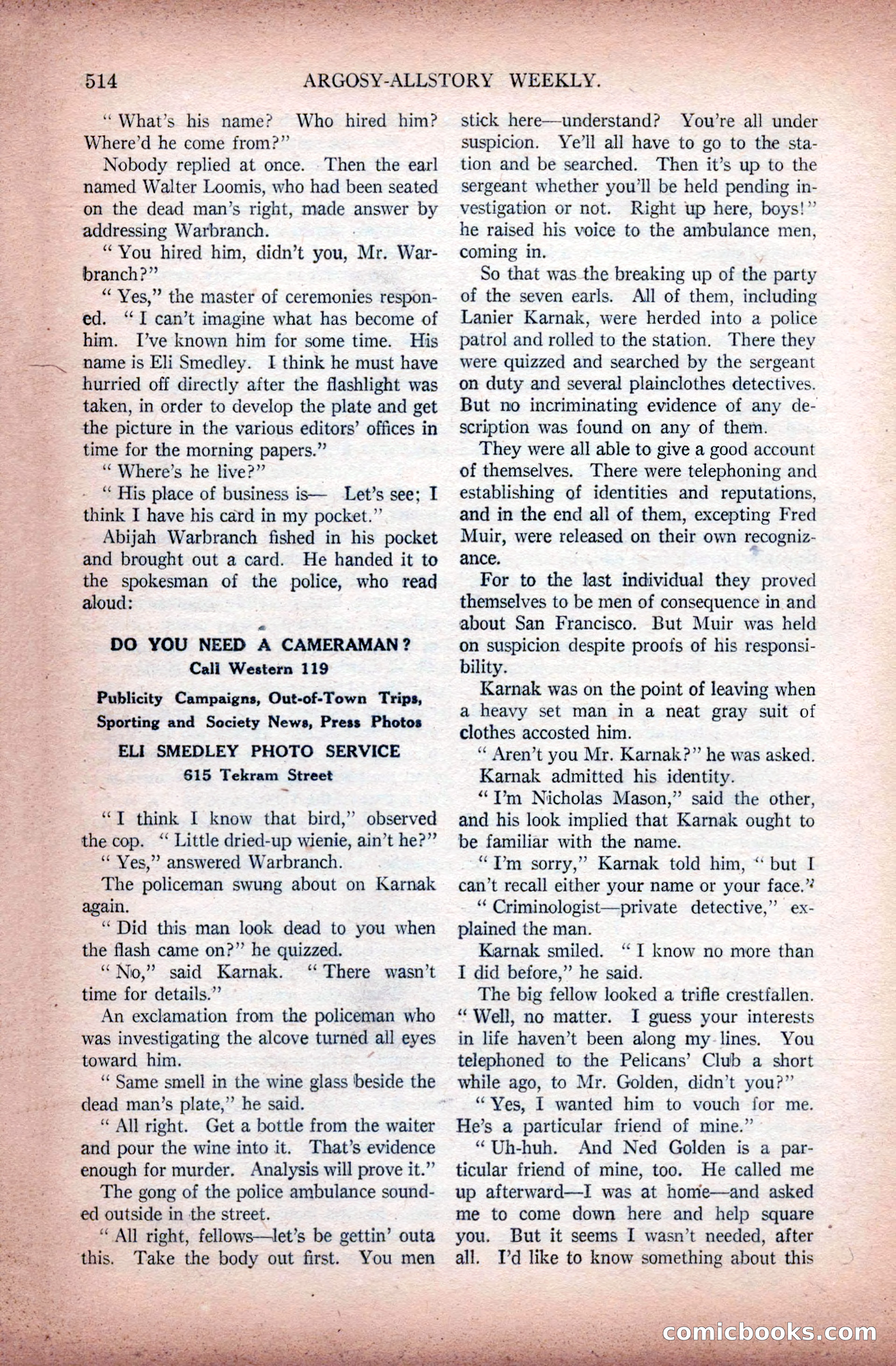 Argosy All-Story Weekly, November 28, 1925 — page 44 of 172