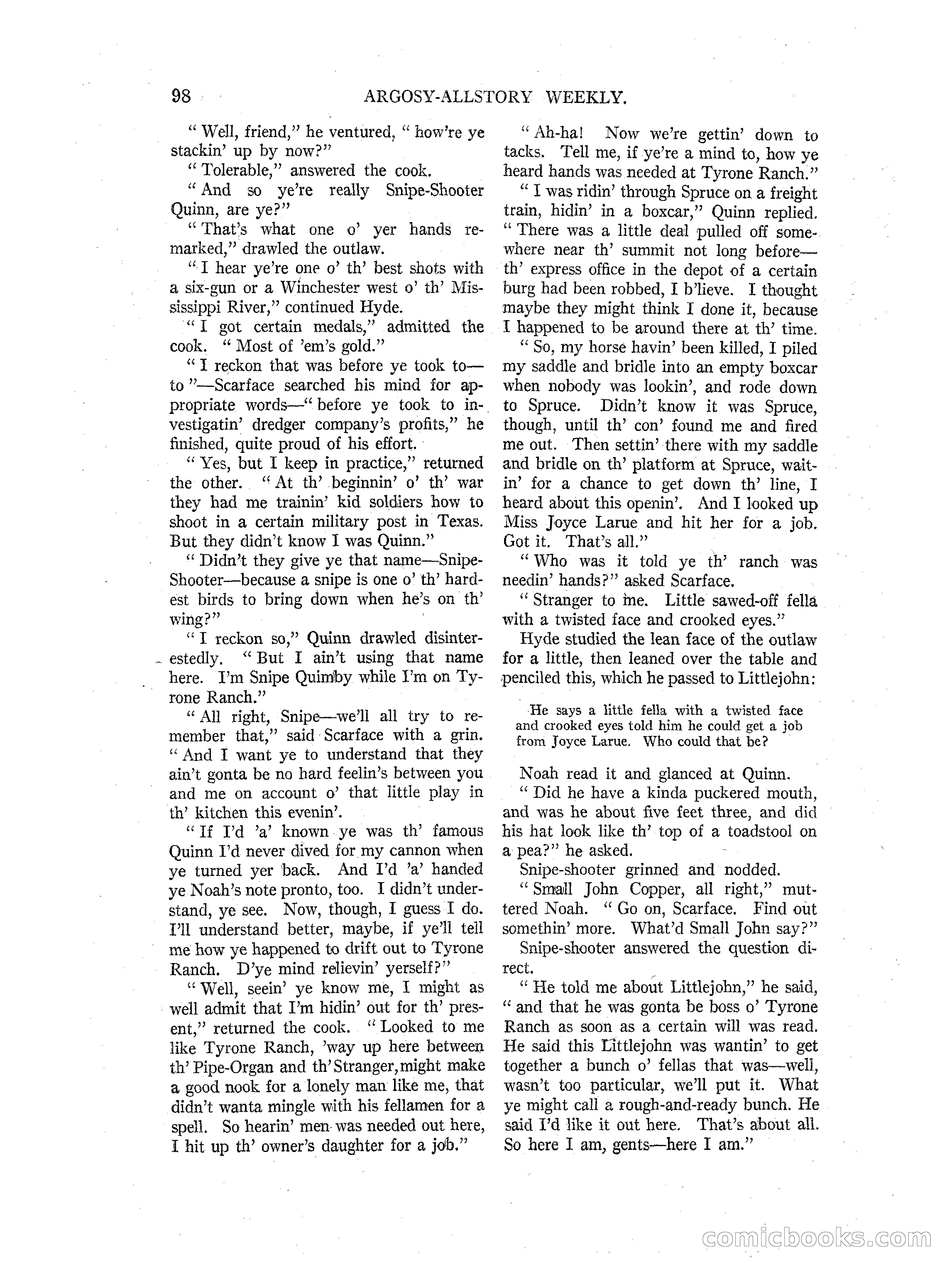 Argosy All-Story Weekly — page 100 of 164