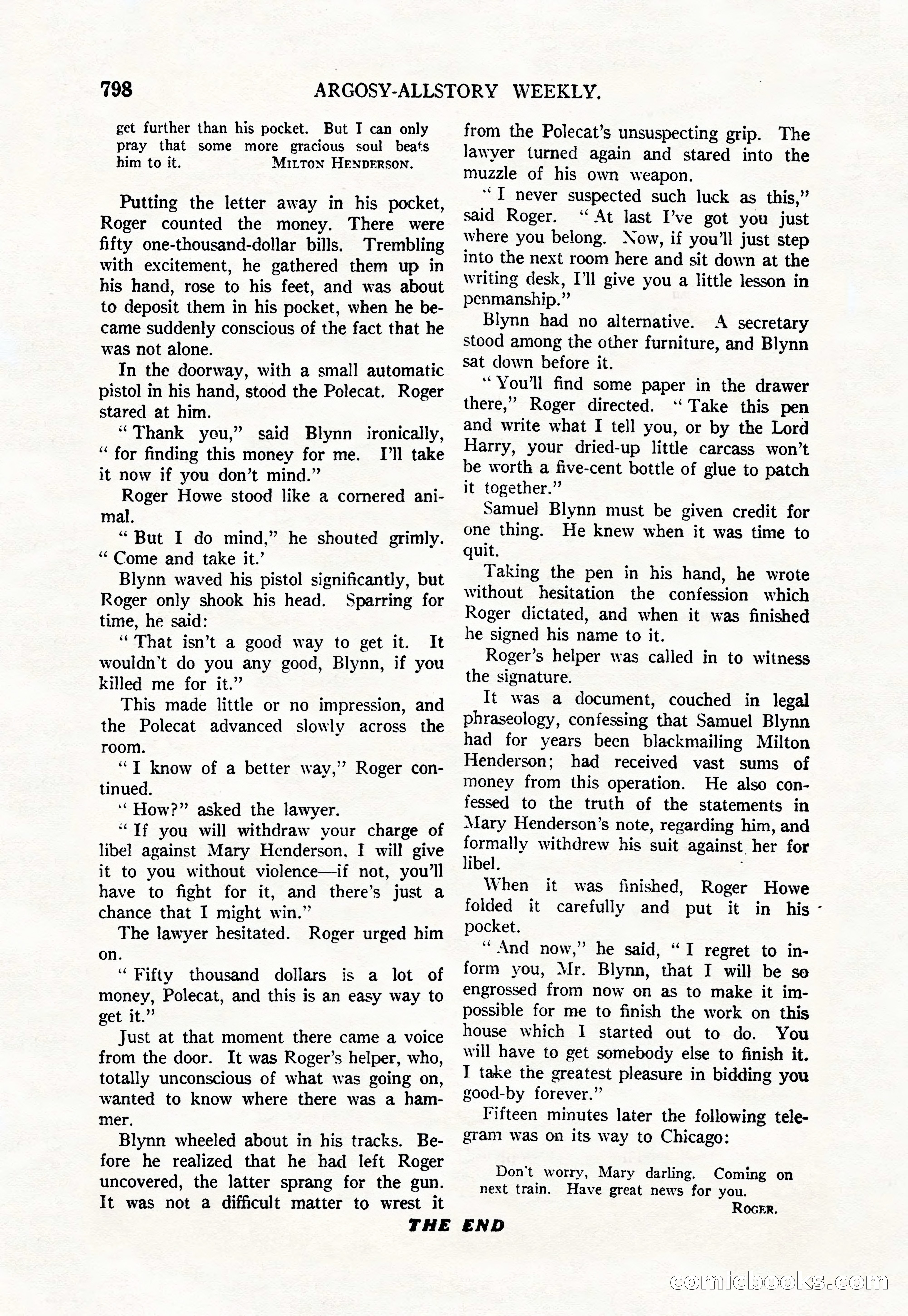 Argosy All-Story Weekly, June 4, 1927 — page 168 of 176