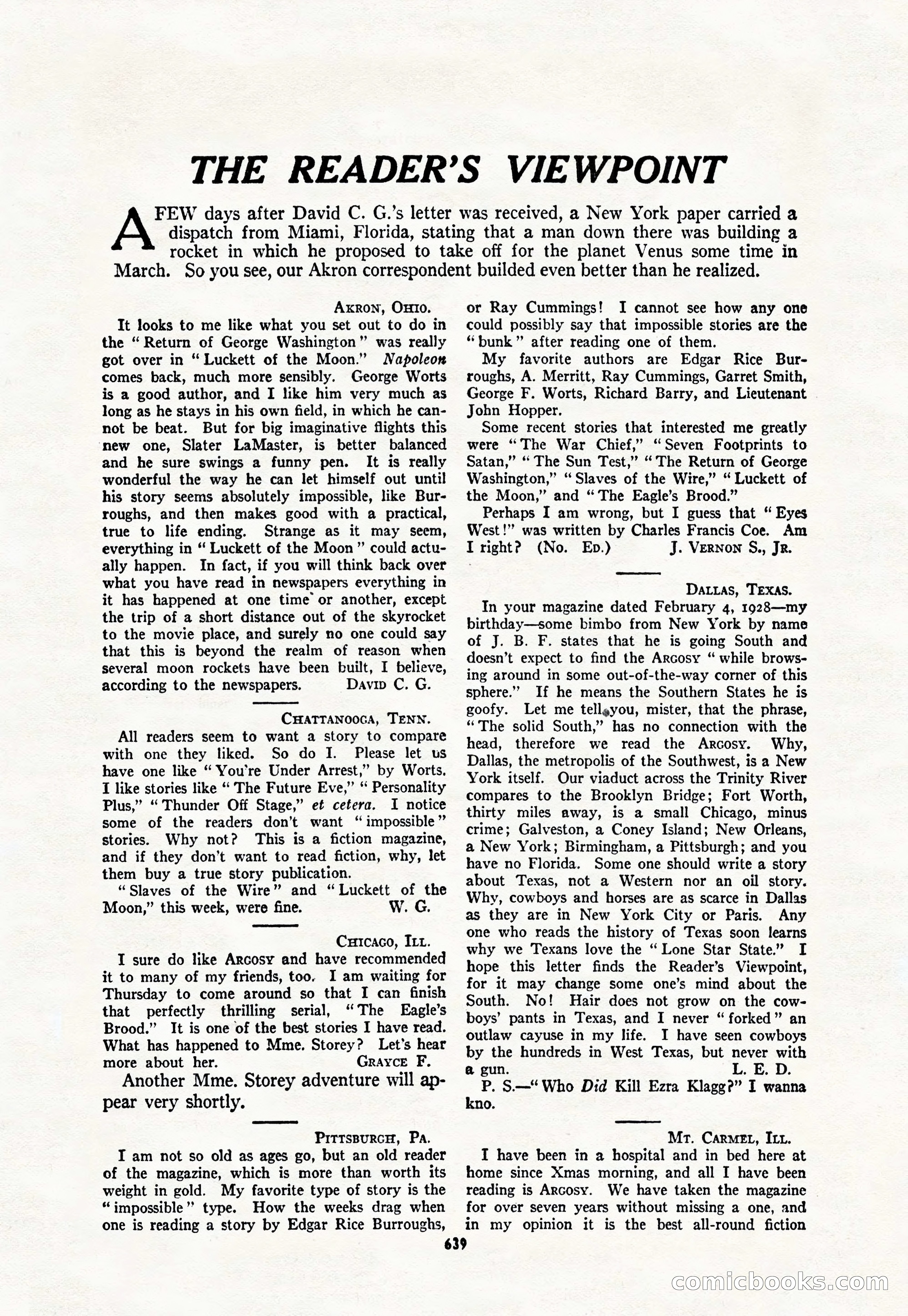 Argosy All-Story Weekly, March 17, 1928 — page 161 of 164