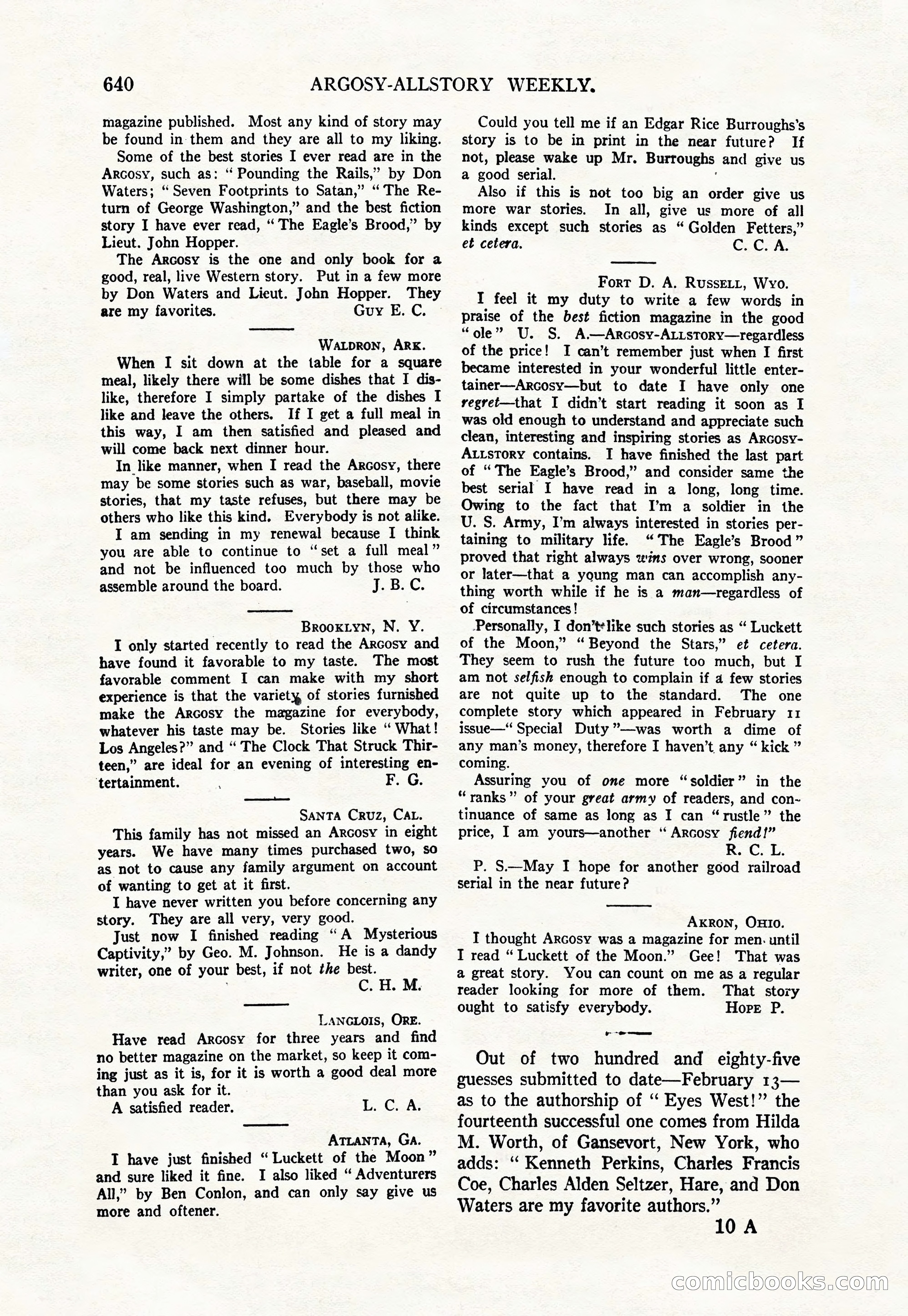 Argosy All-Story Weekly, March 17, 1928 — page 162 of 164
