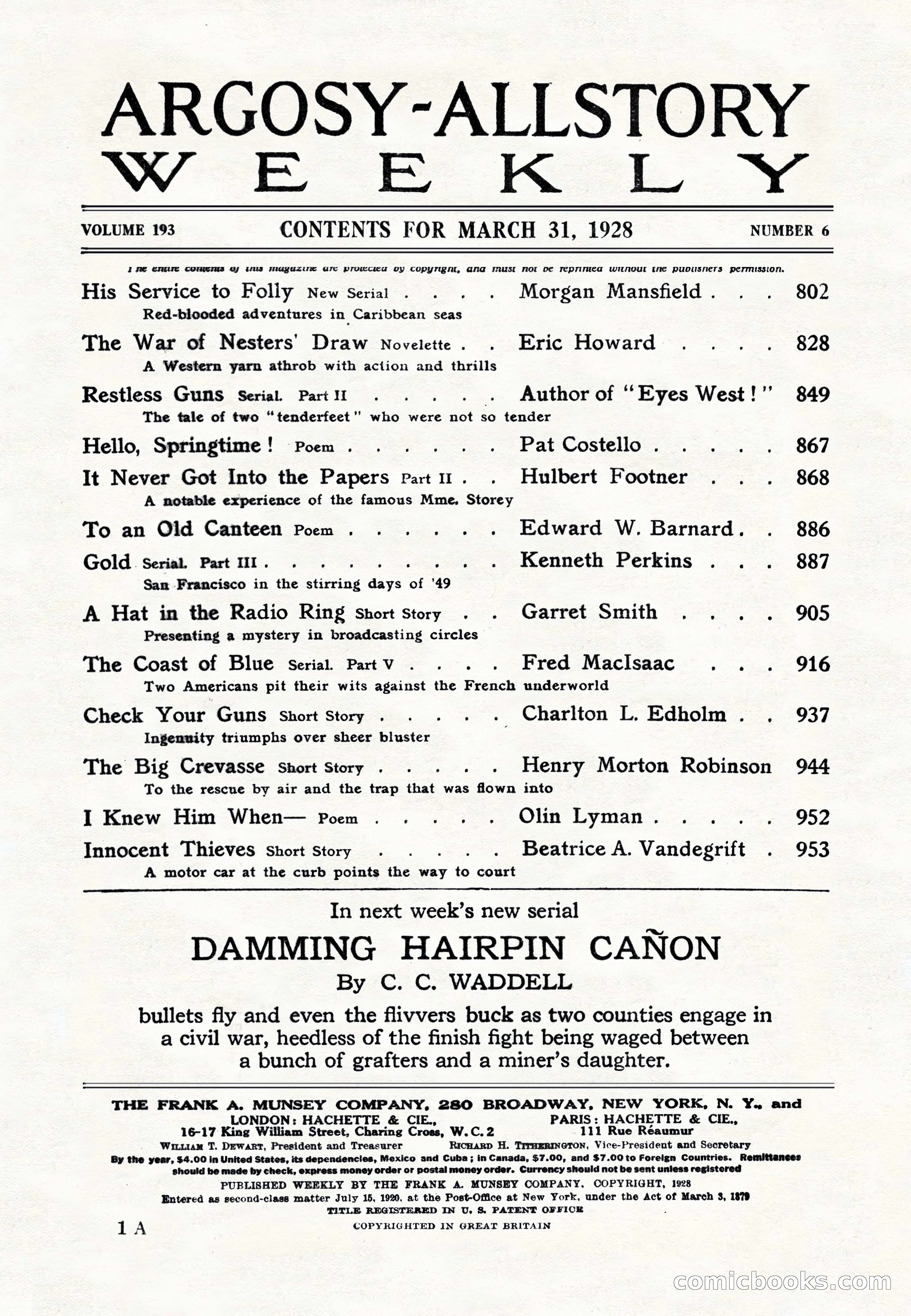 Argosy All-Story Weekly — page 3 of 164