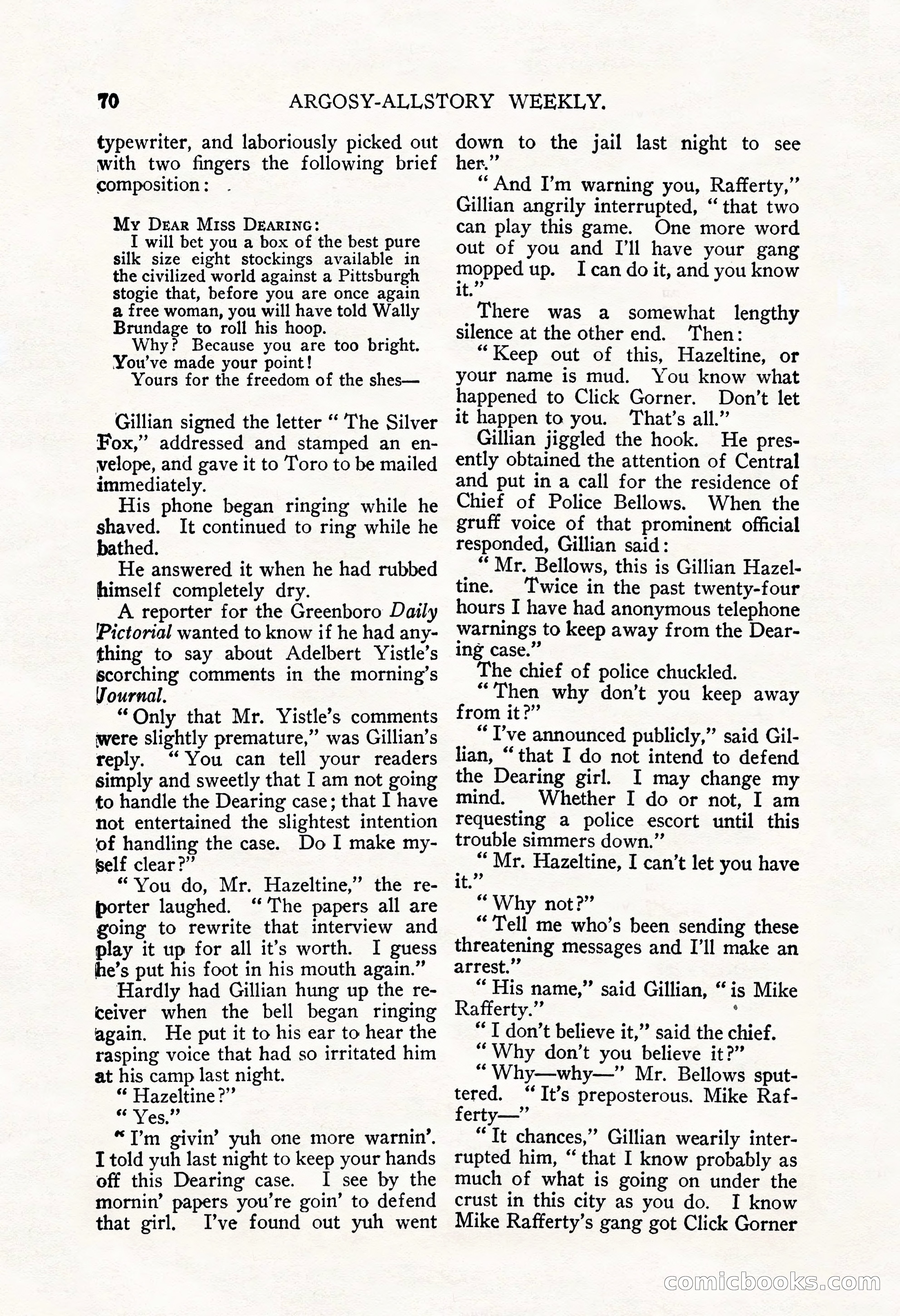 Argosy All-Story Weekly, September 22, 1928 — page 74 of 148