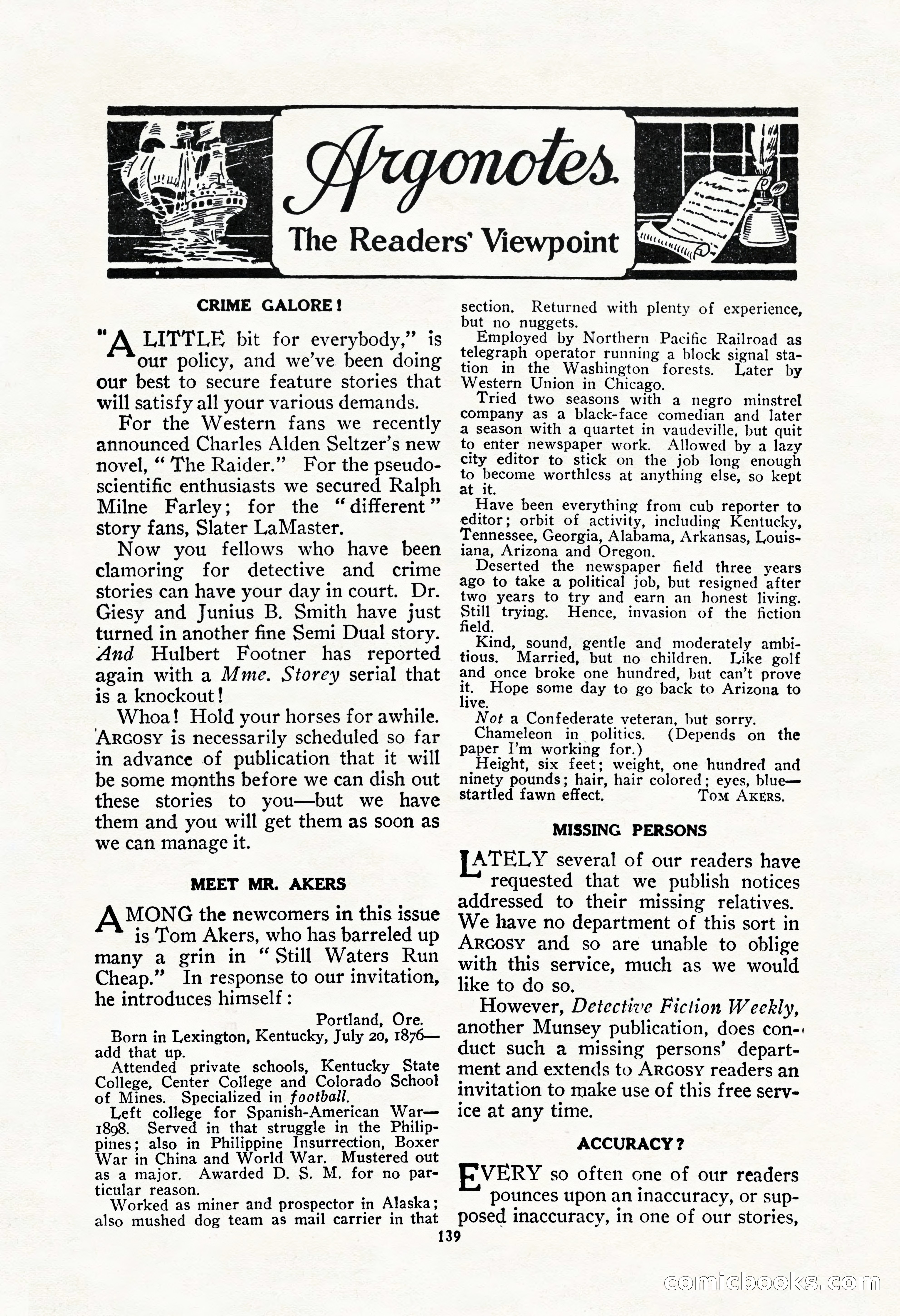 Argosy All-Story Weekly, September 22, 1928 — page 143 of 148