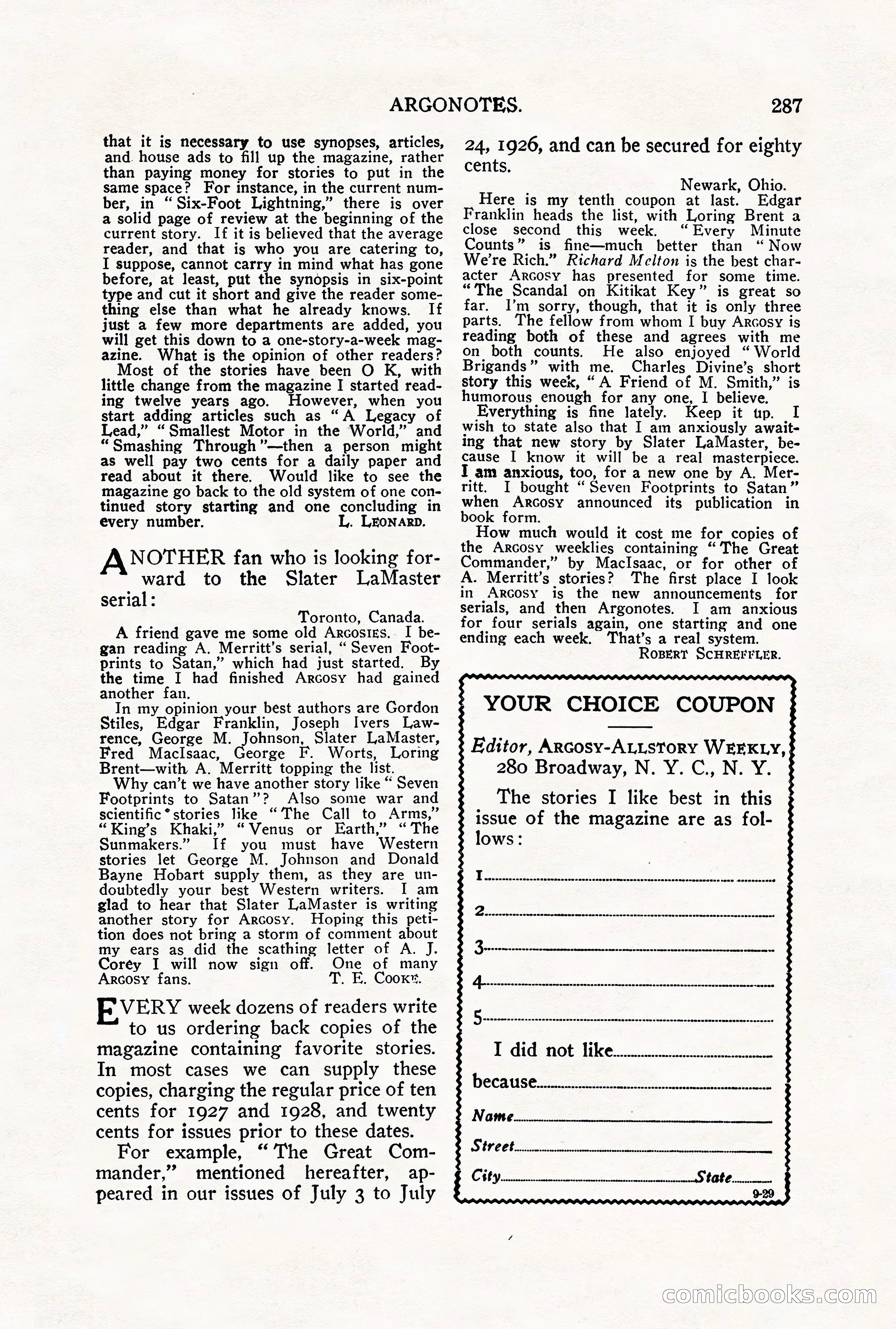 Argosy All-Story Weekly, September 29, 1928 — page 145 of 148