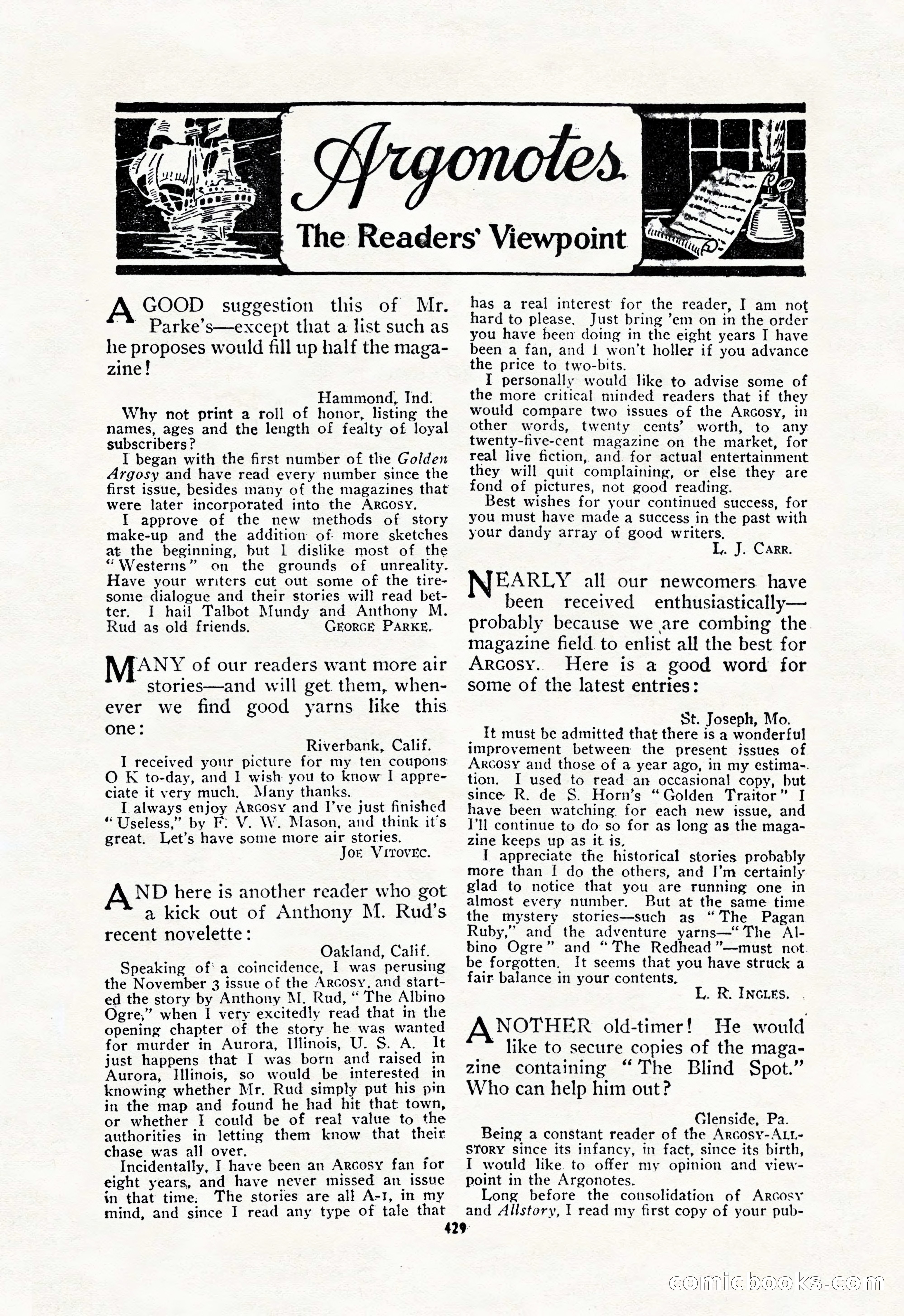 Argosy All-Story Weekly, December 29, 1928 — page 143 of 148
