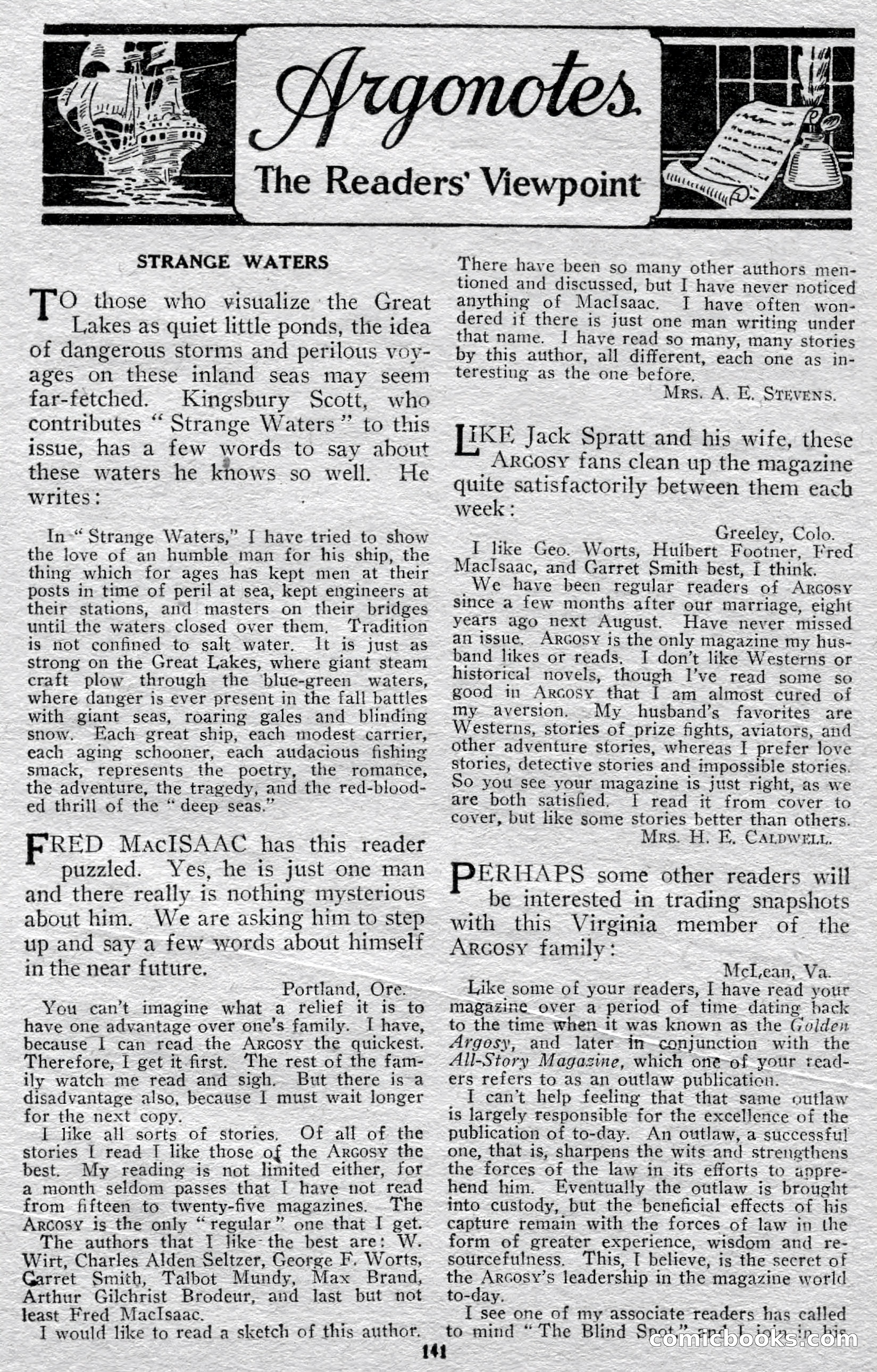 Argosy All-Story Weekly — page 143 of 148