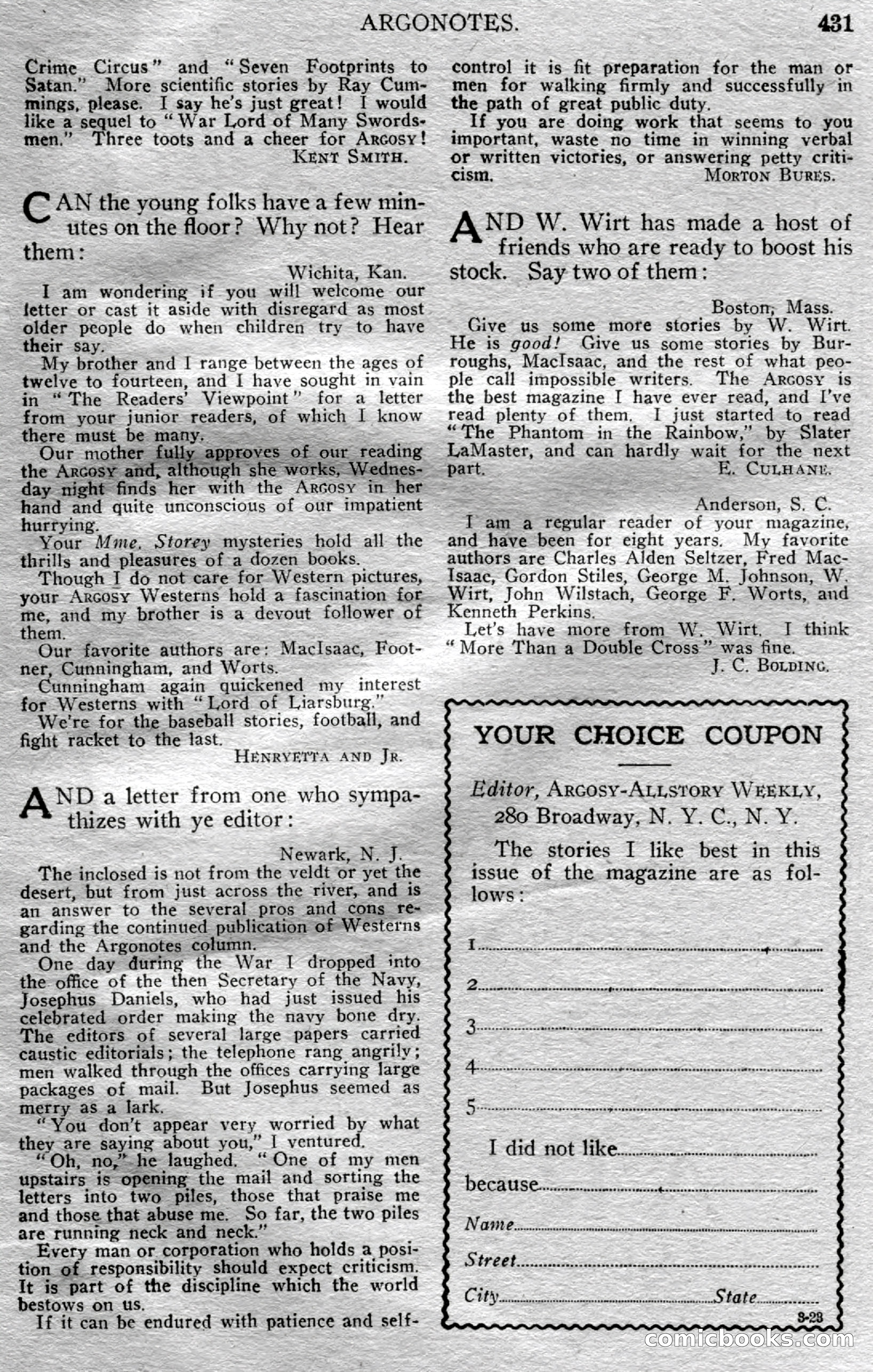 Argosy All-Story Weekly, March 23, 1929 — page 145 of 148