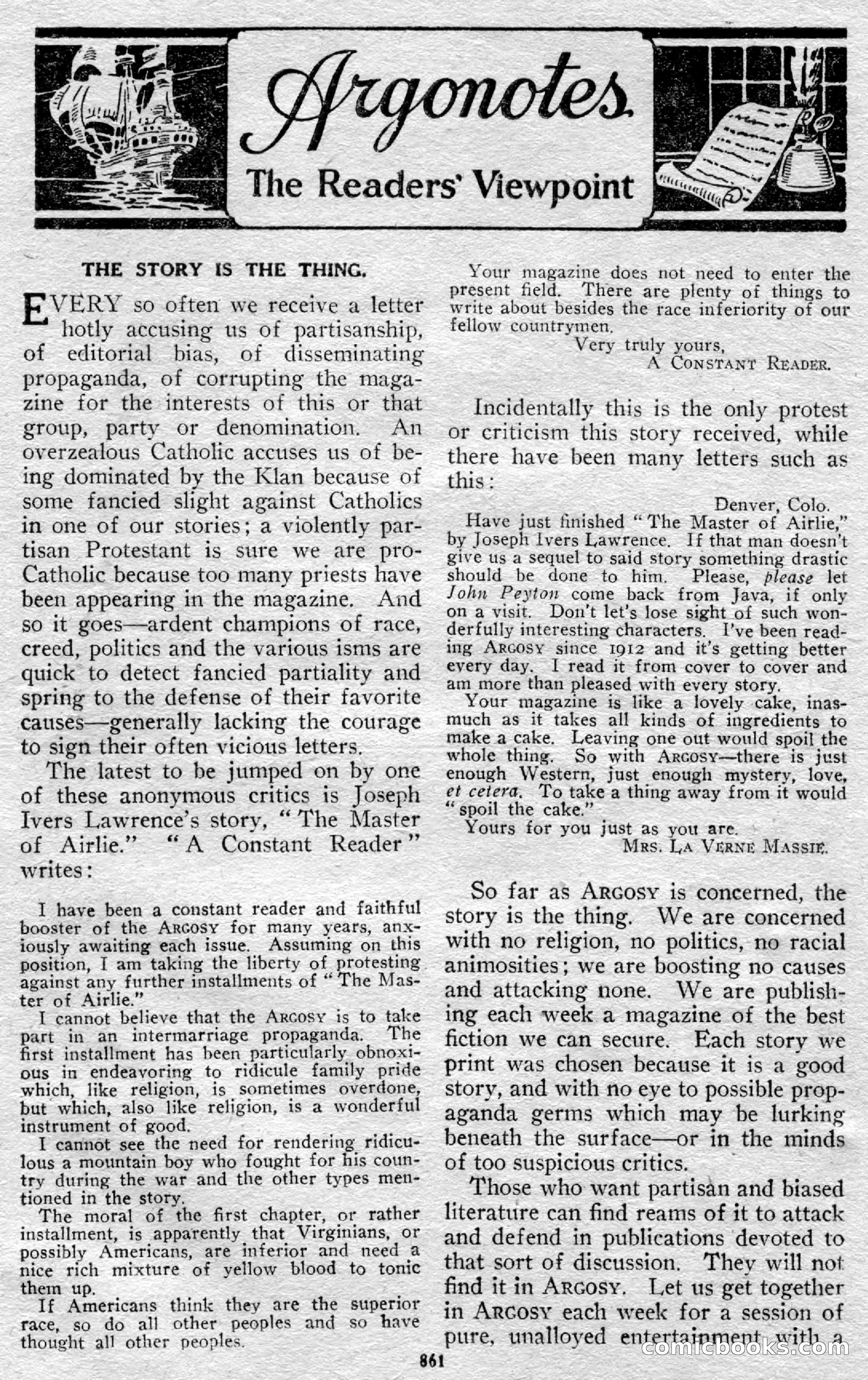 Argosy All-Story Weekly, May 25, 1929 — page 143 of 148
