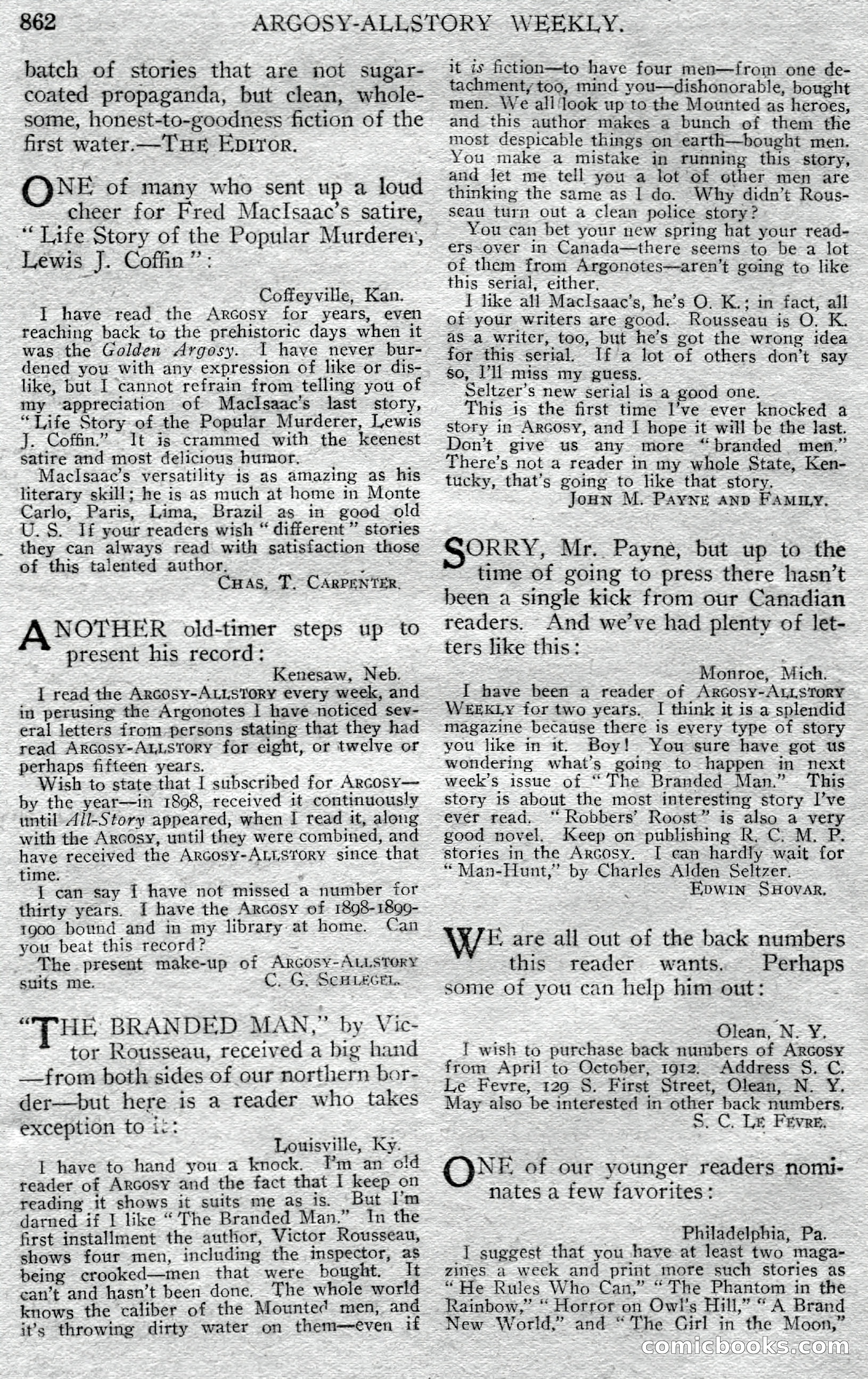 Argosy All-Story Weekly, May 25, 1929 — page 144 of 148