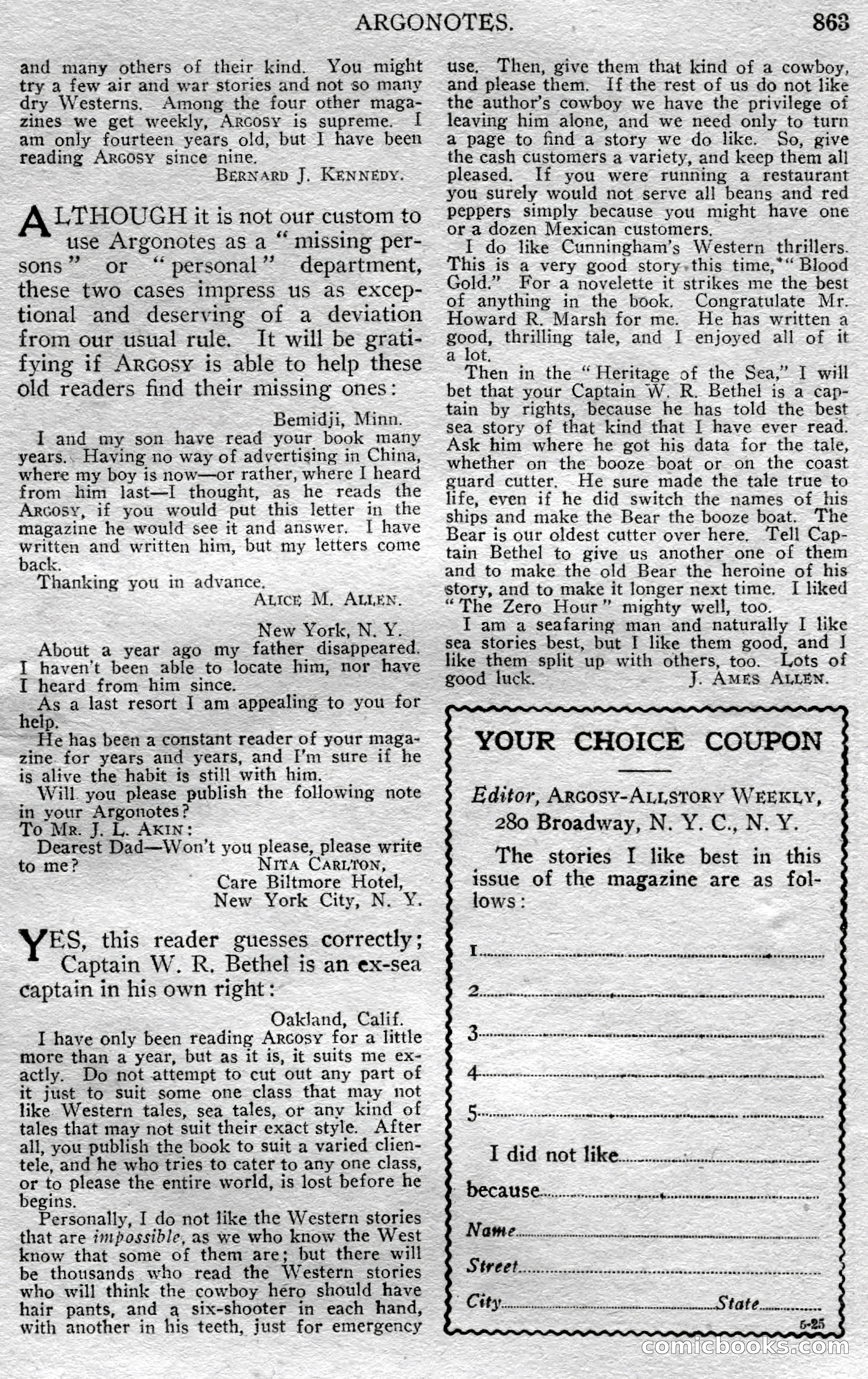 Argosy All-Story Weekly, May 25, 1929 — page 145 of 148