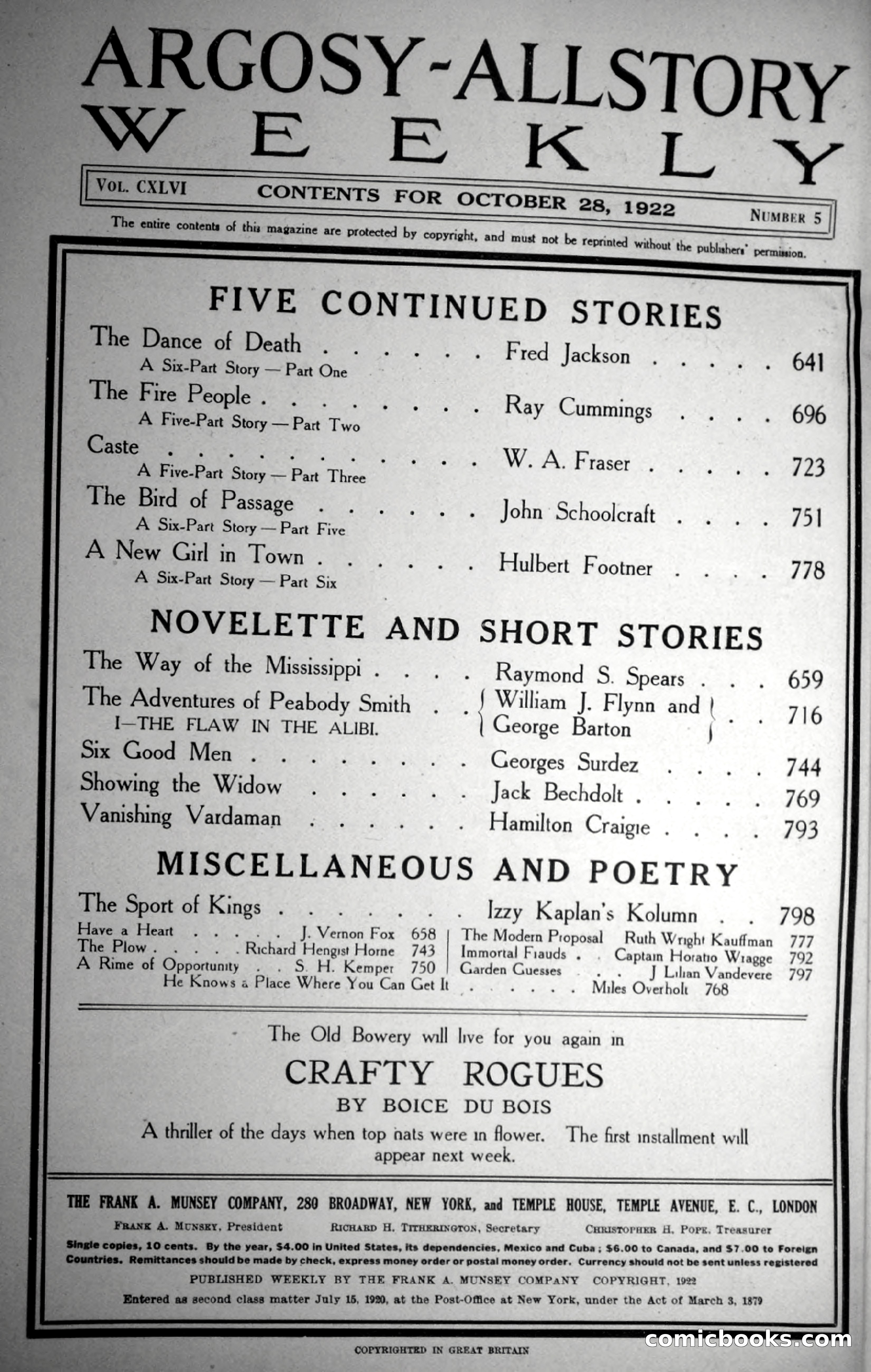 Argosy All-Story Weekly, October 28, 1922 — page 4 of 176