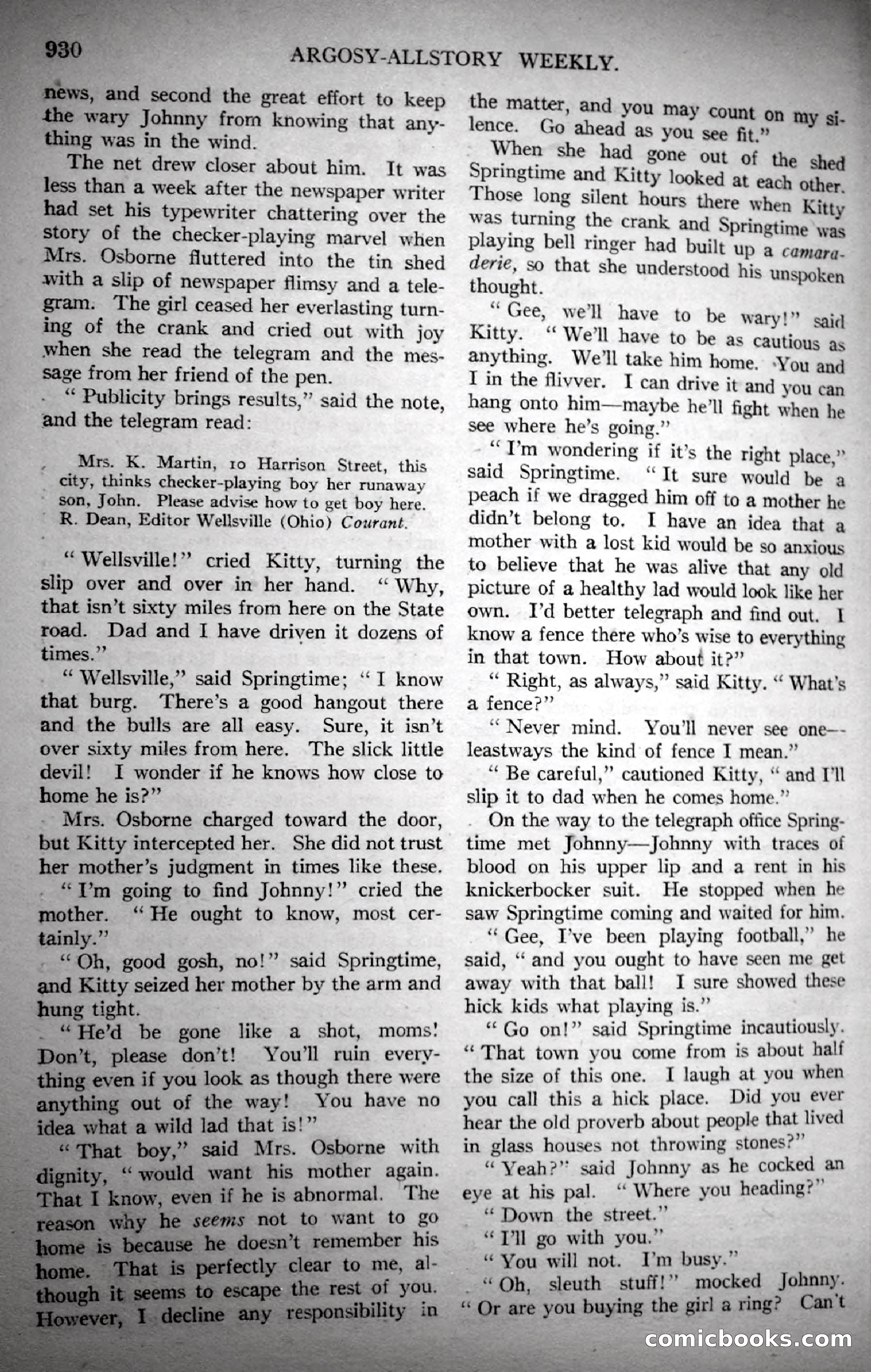 Argosy All-Story Weekly, November 4, 1922 — page 139 of 187