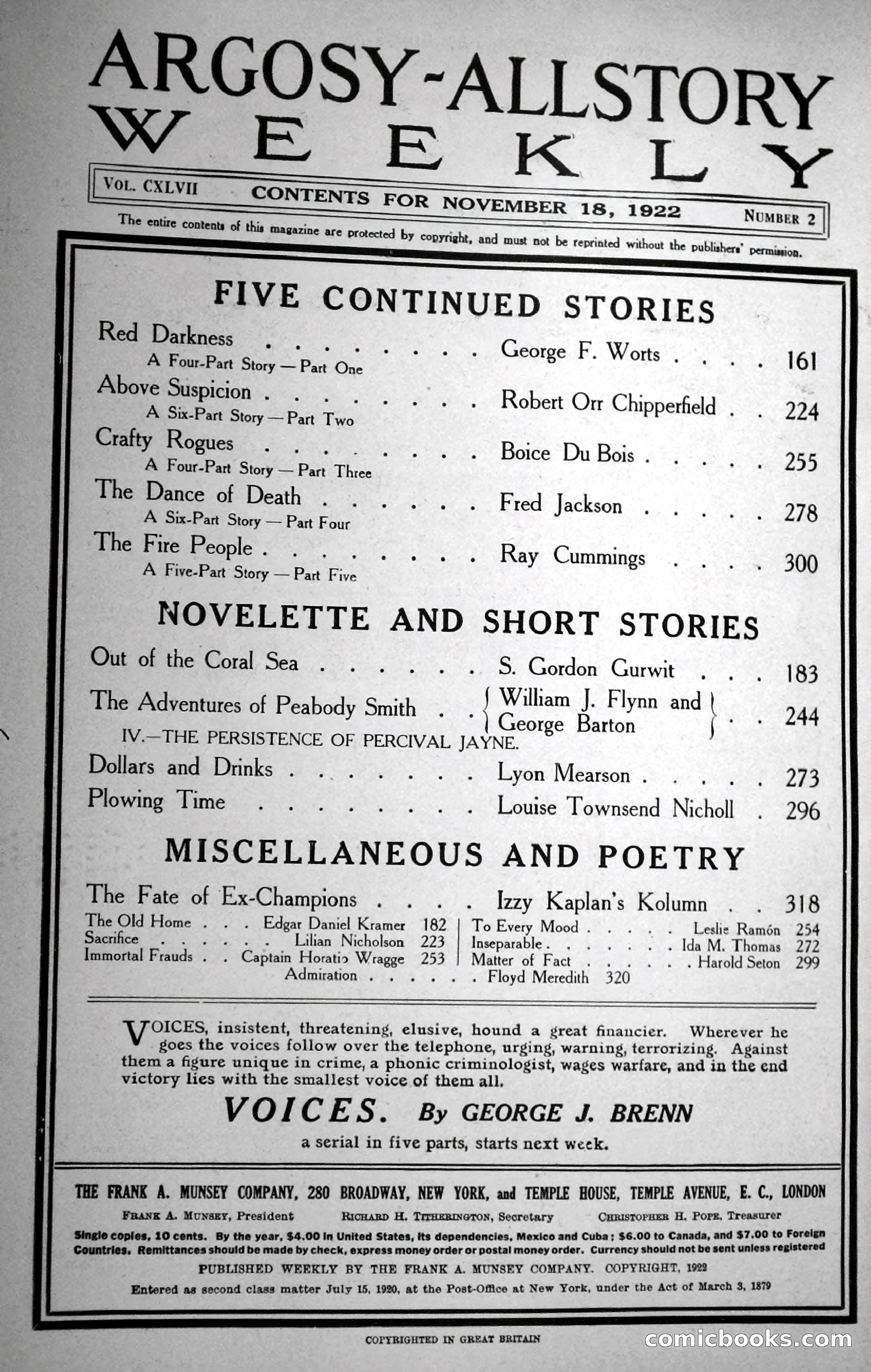 Argosy All-Story Weekly, November 18, 1922 — page 4 of 176