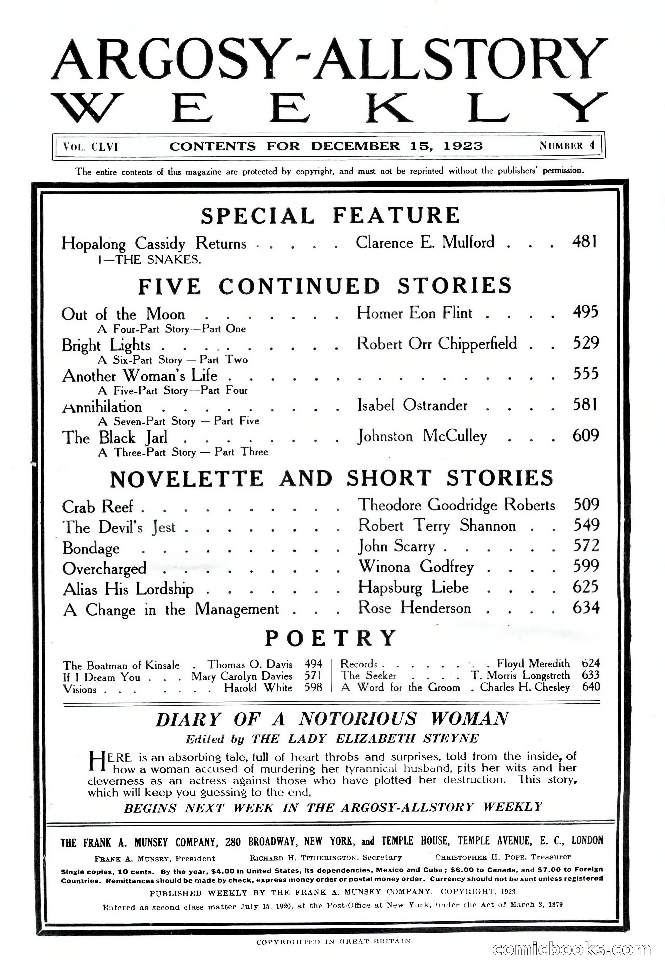 Argosy All-Story Weekly — Hopalong Cassidy Returns — page 5 of 174