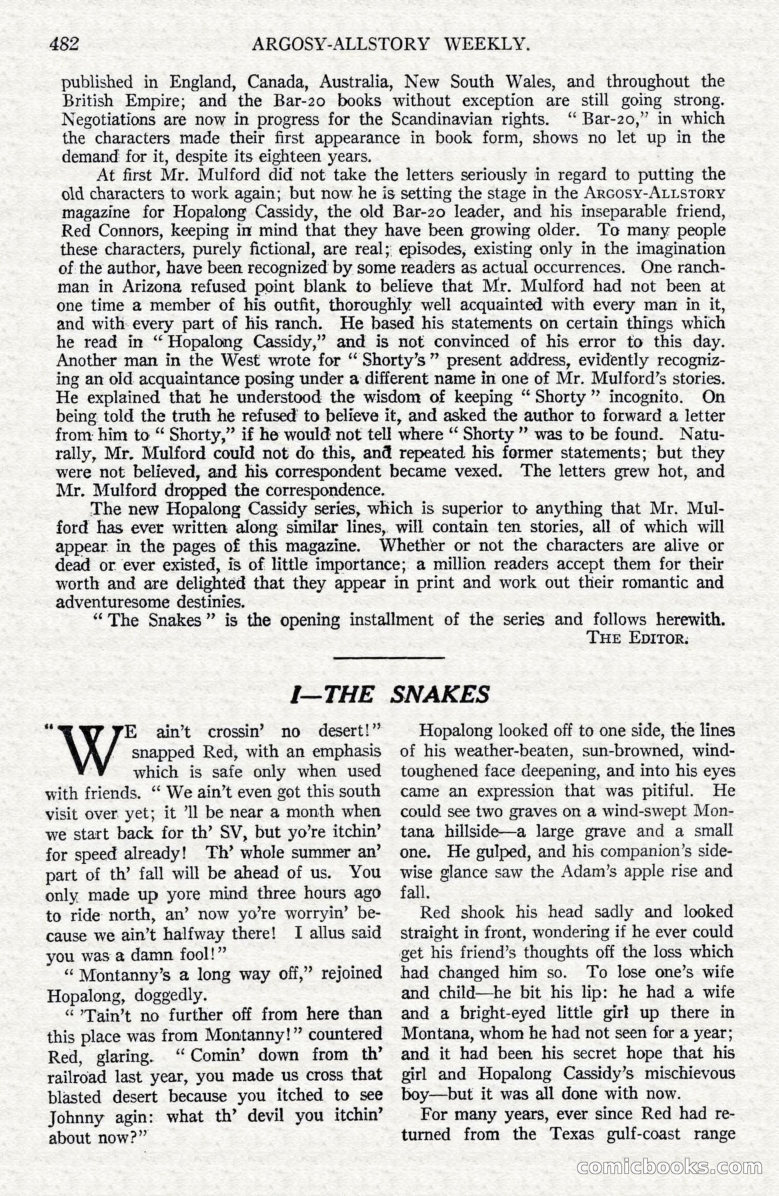 Argosy All-Story Weekly — Hopalong Cassidy Returns — page 13 of 174