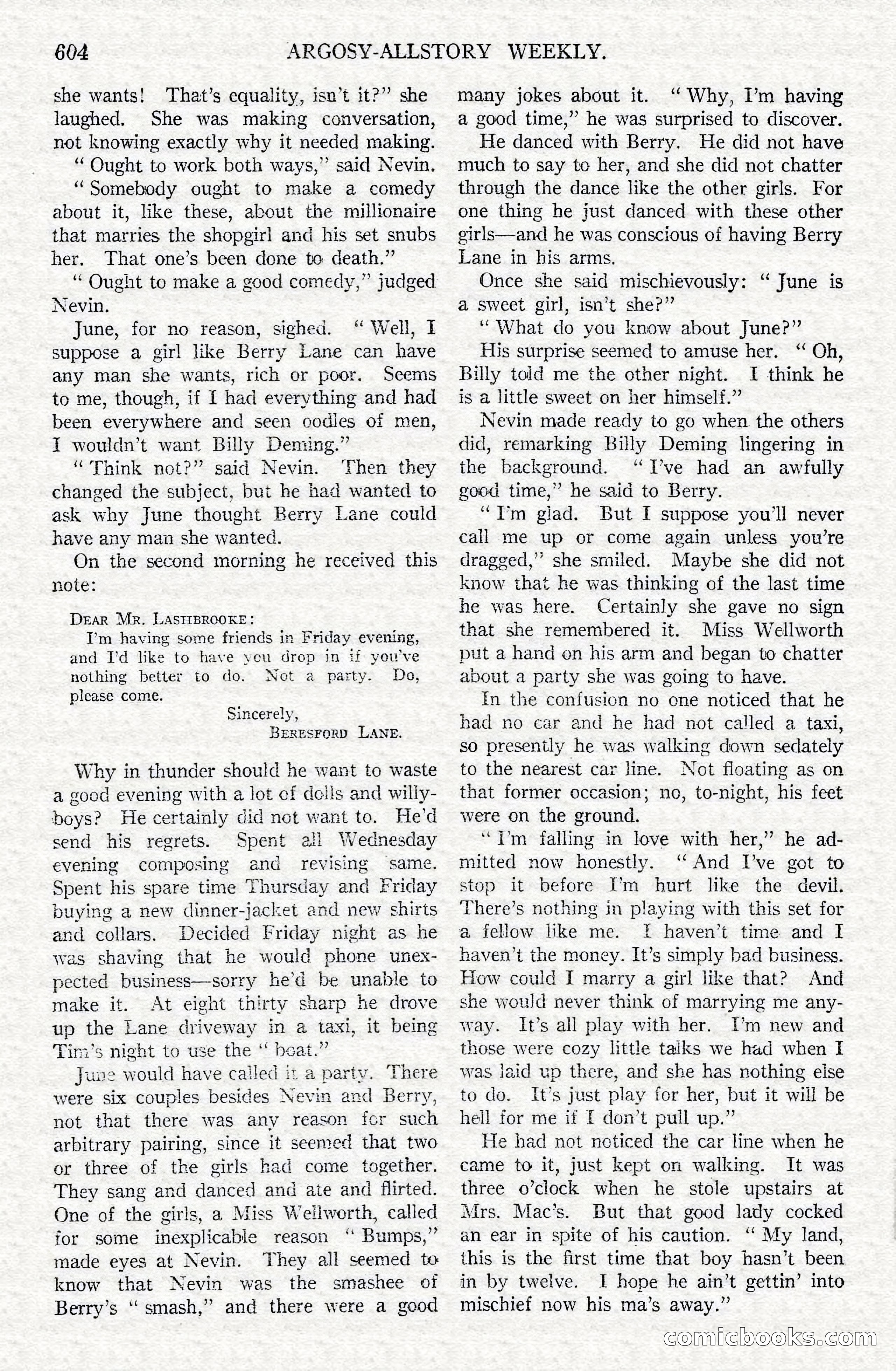 Argosy All-Story Weekly — Hopalong Cassidy Returns — page 135 of 174