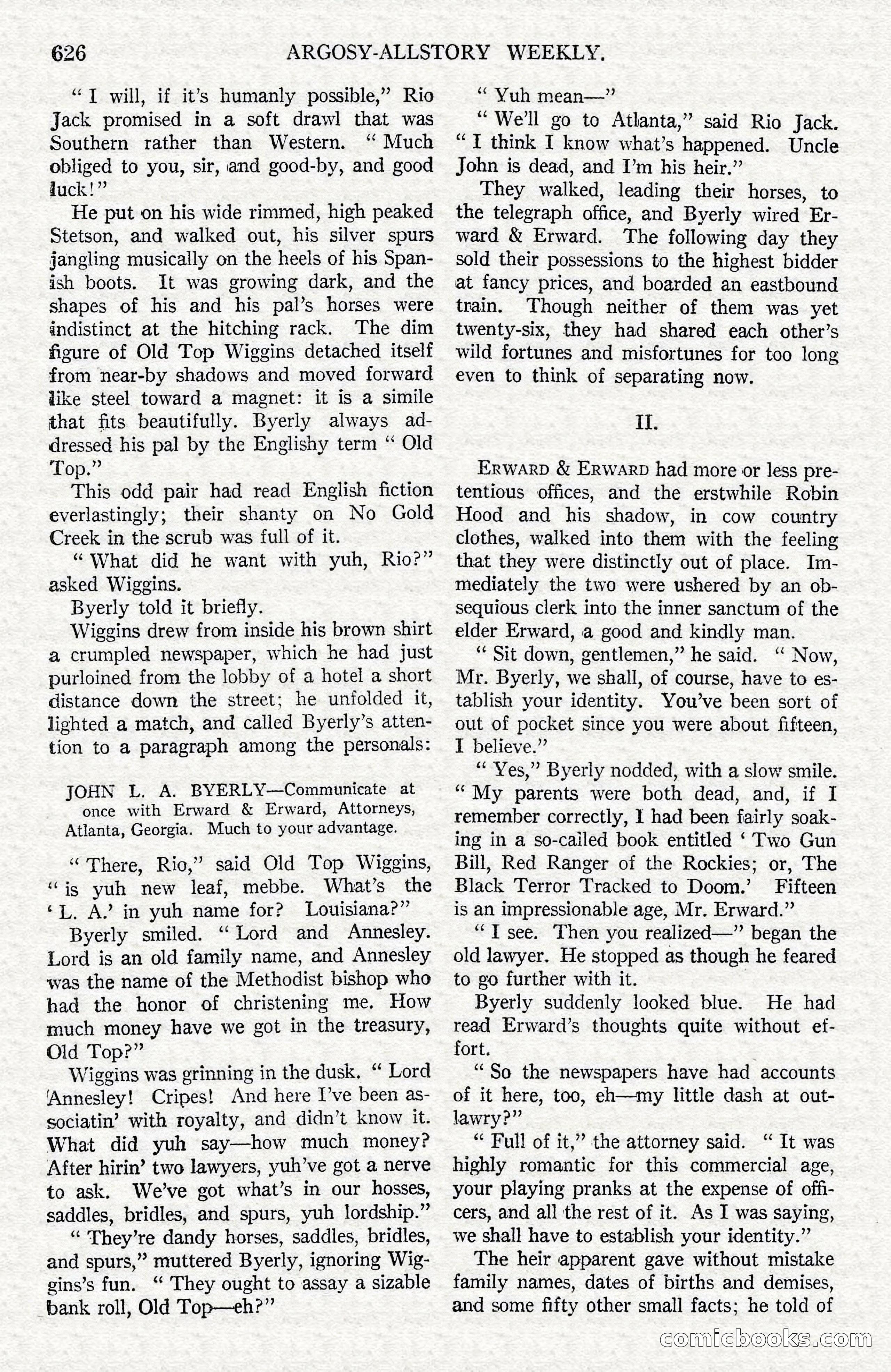 Argosy All-Story Weekly — Hopalong Cassidy Returns — page 157 of 174