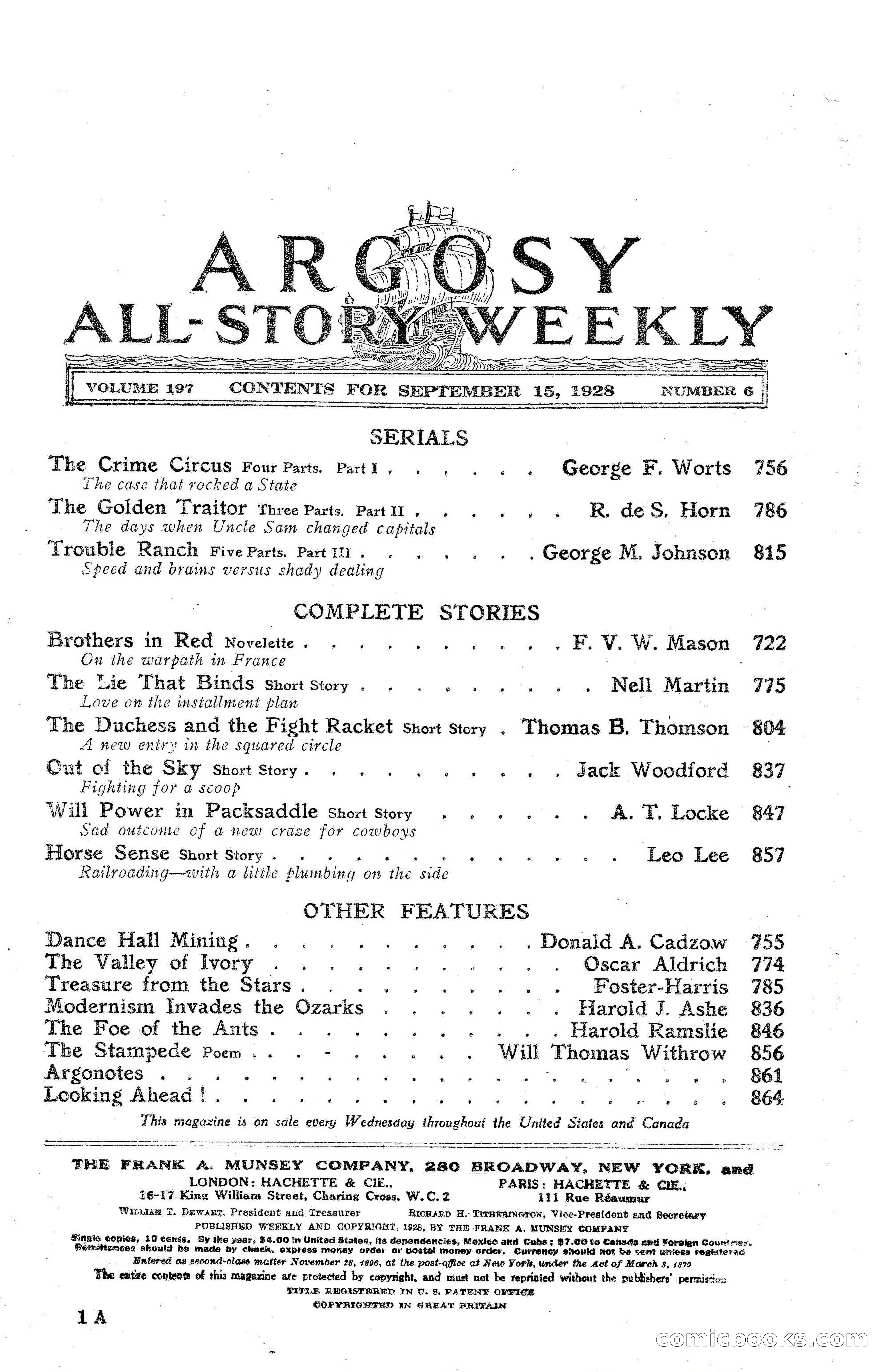 Argosy All-Story Weekly, September 15, 1928 — page 3 of 148