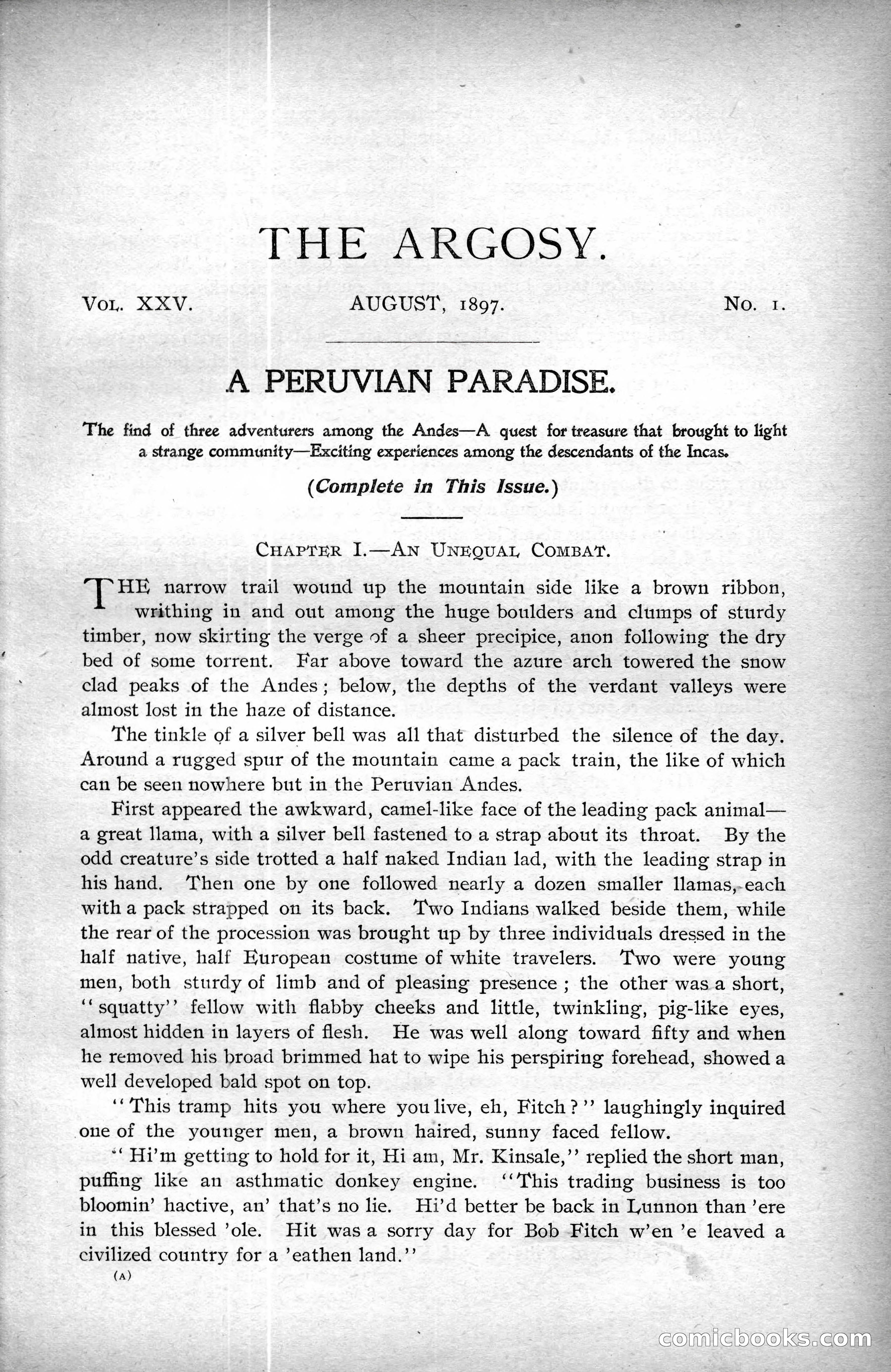 The Argosy, Vol. XXV, No. 1