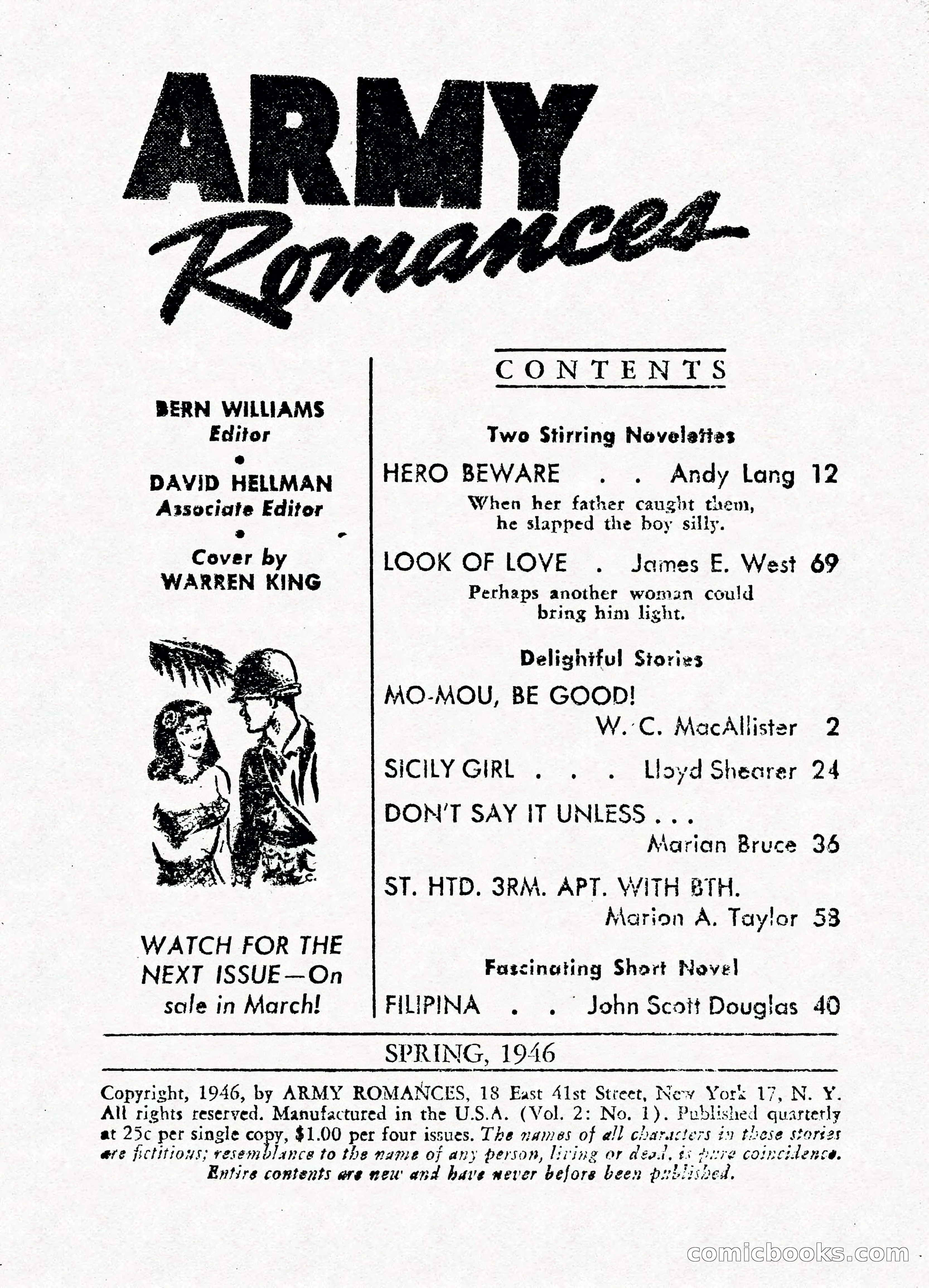 Army Romances, Spring 1946 — page 3 of 84
