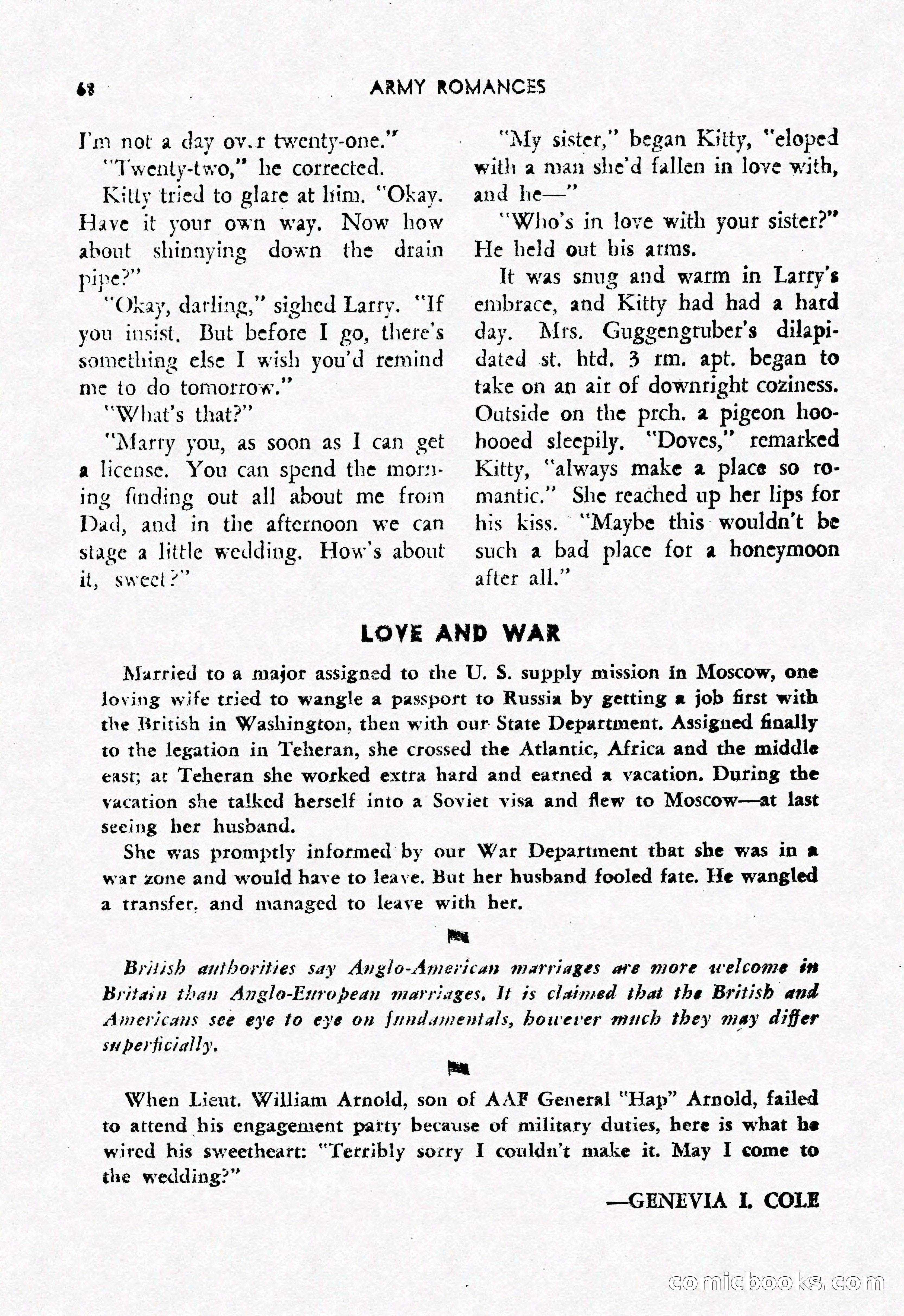Army Romances, Spring 1946 — page 70 of 84