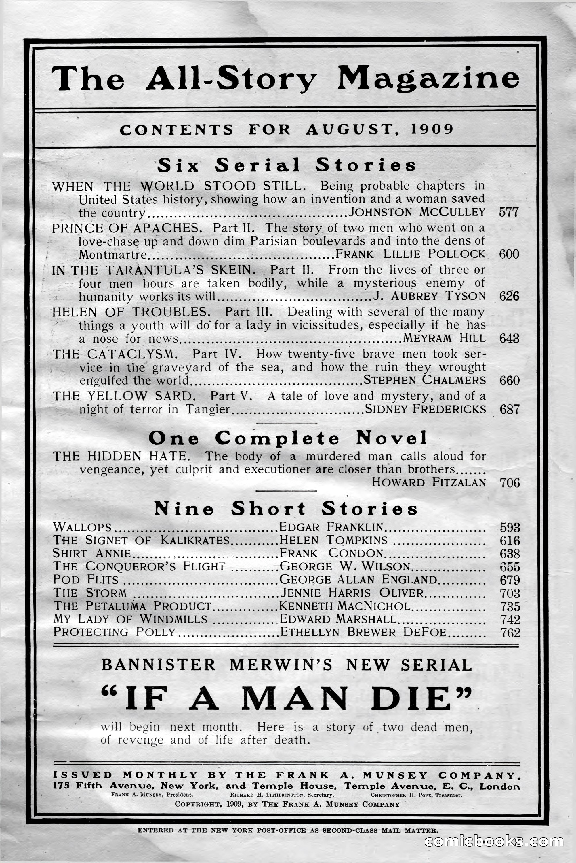 The All-Story Magazine, Aug 1909 — page 5 of 210