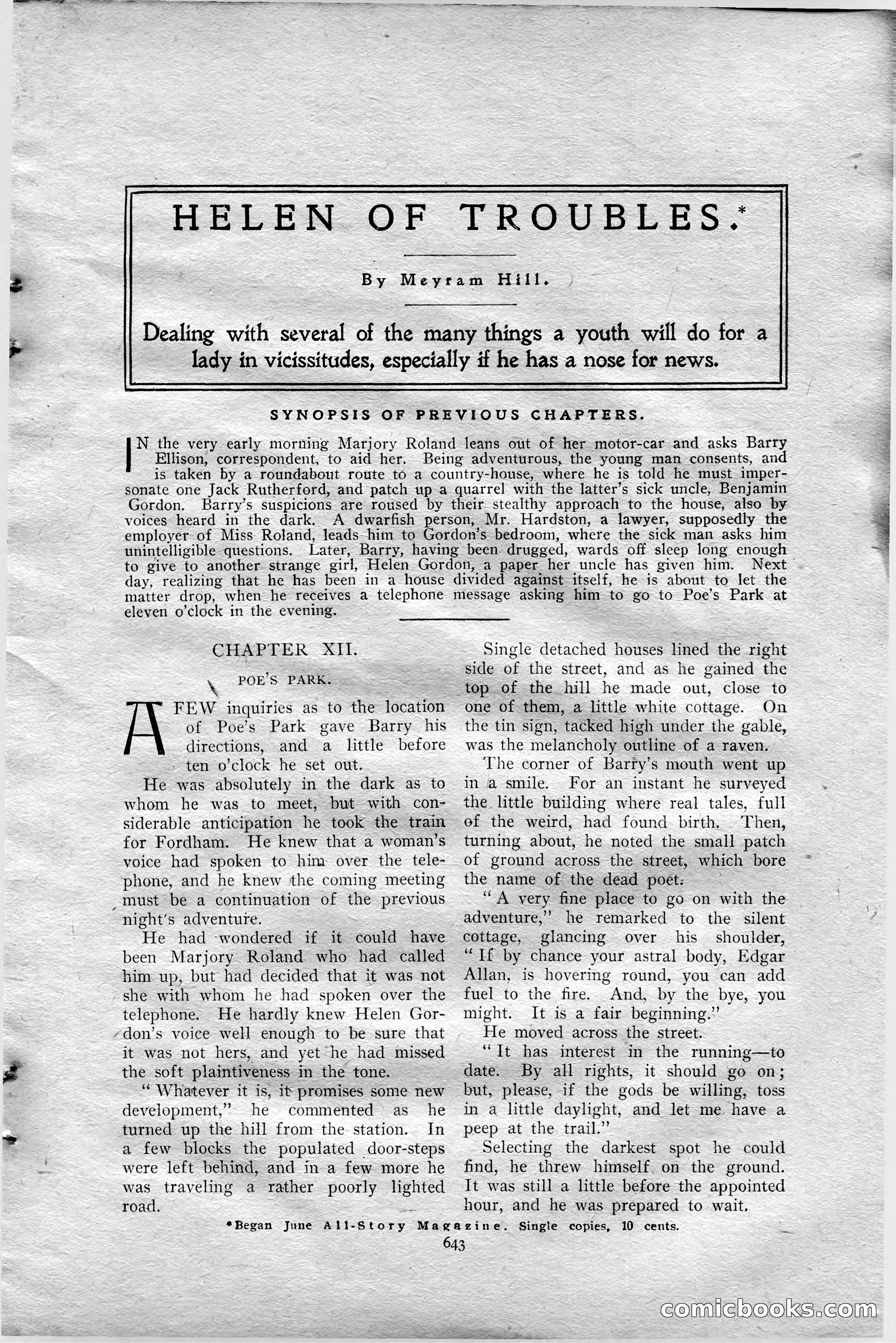 The All-Story Magazine, Aug 1909 — page 77 of 210