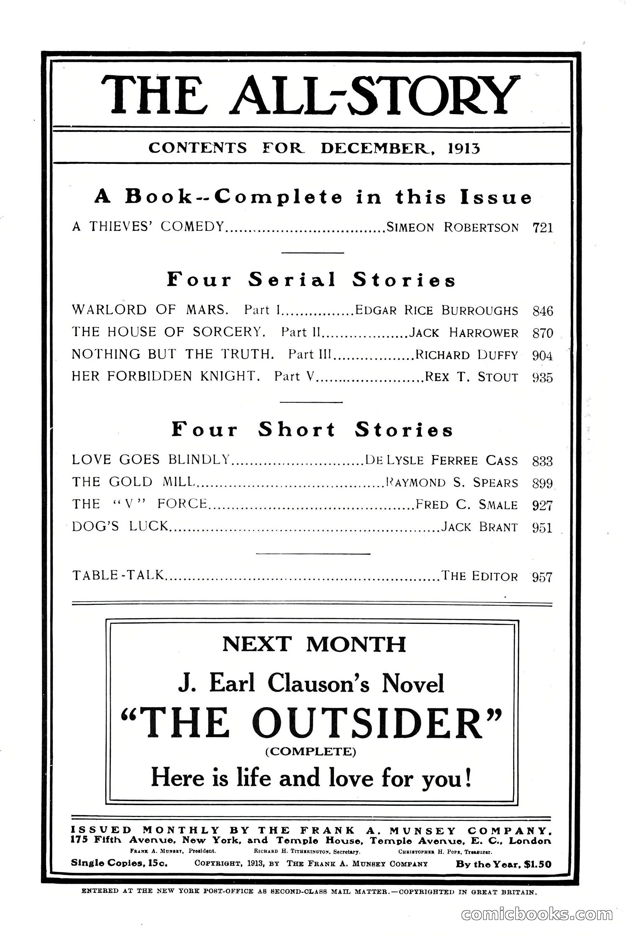 The All-Story Magazine, Dec 1913 — page 5 of 266