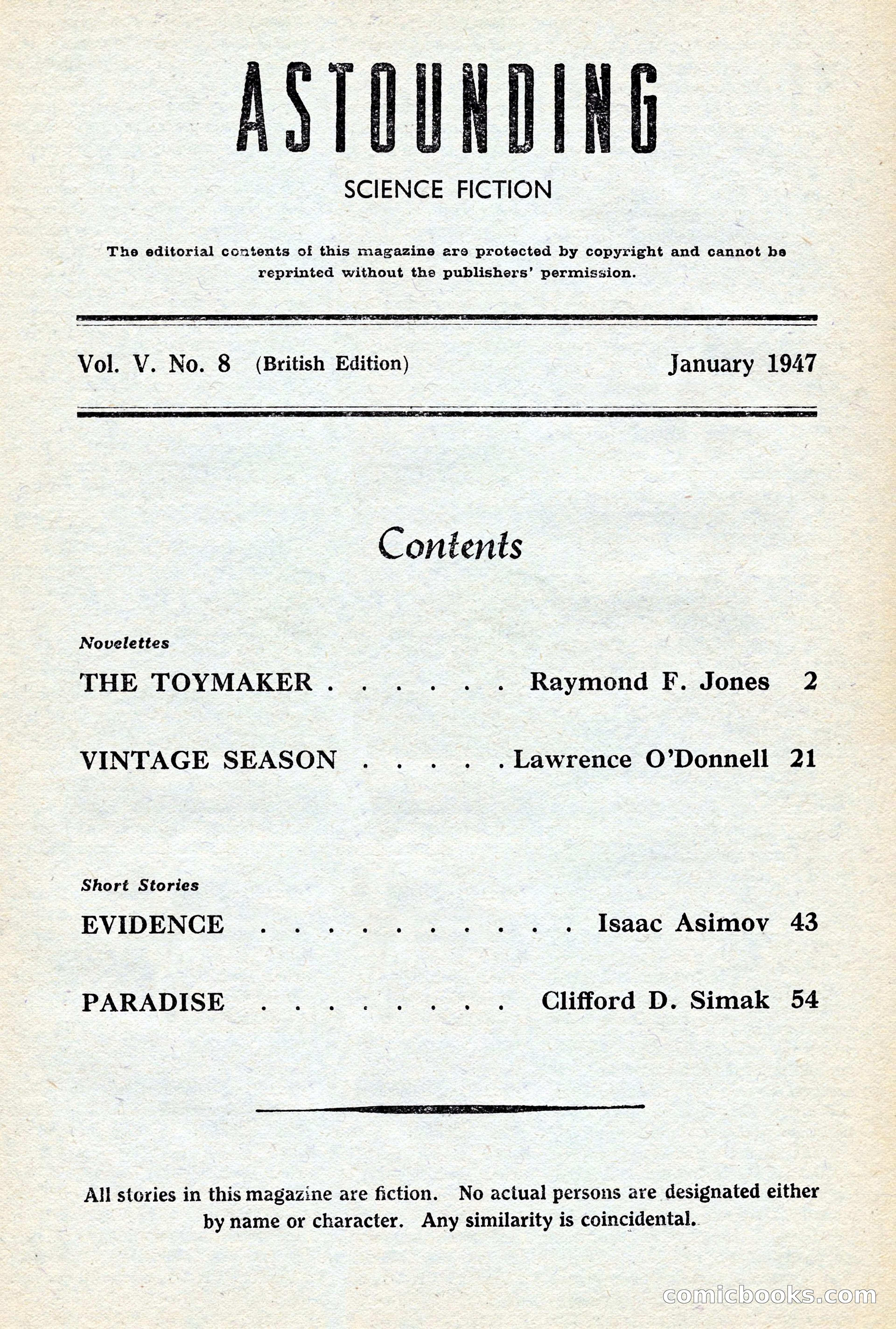 Astounding Science-Fiction, British Edition, January 1947 — page 3 of 68