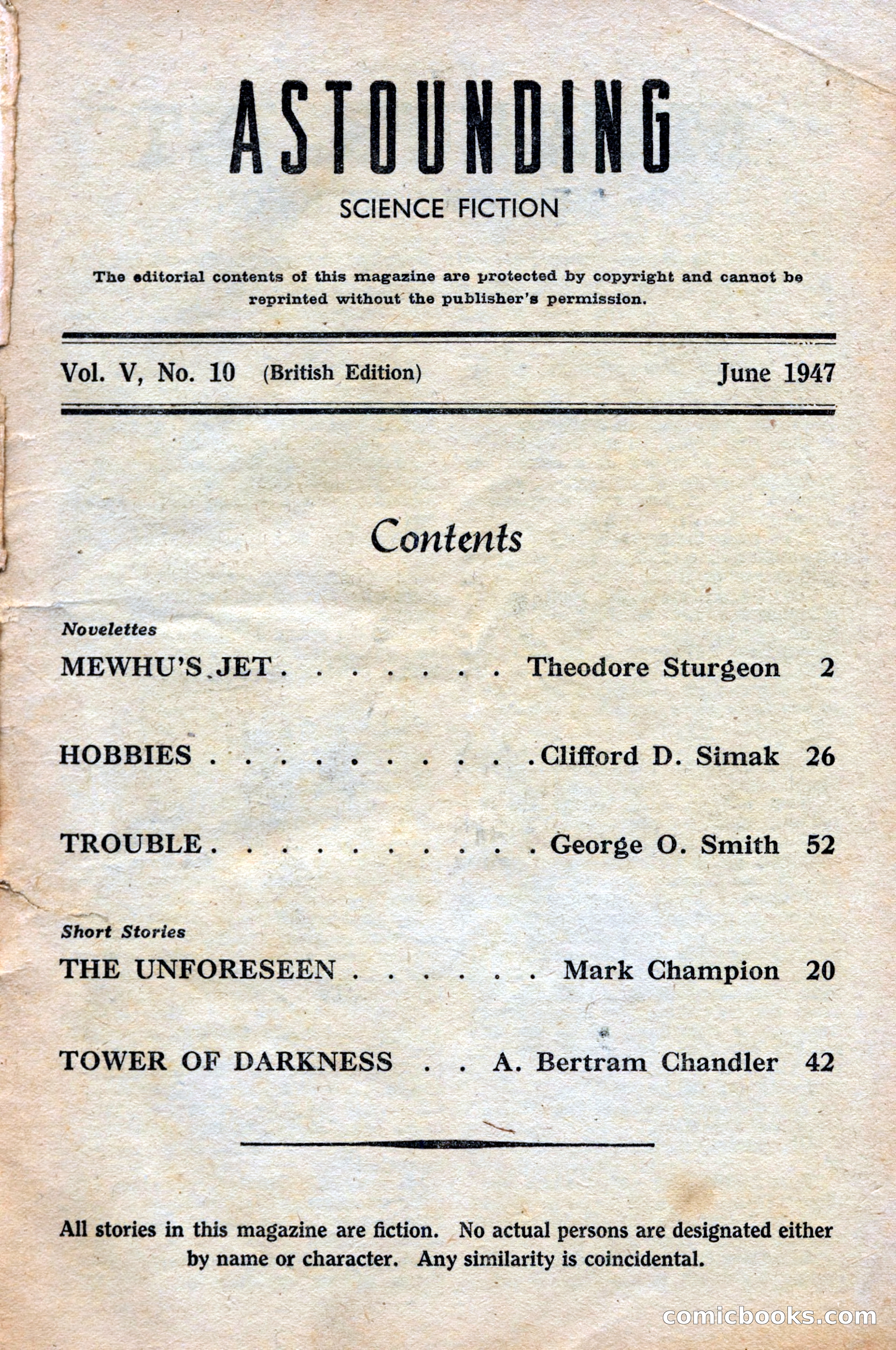 Astounding Science Fiction, British Edition, June 1947 — page 3 of 68