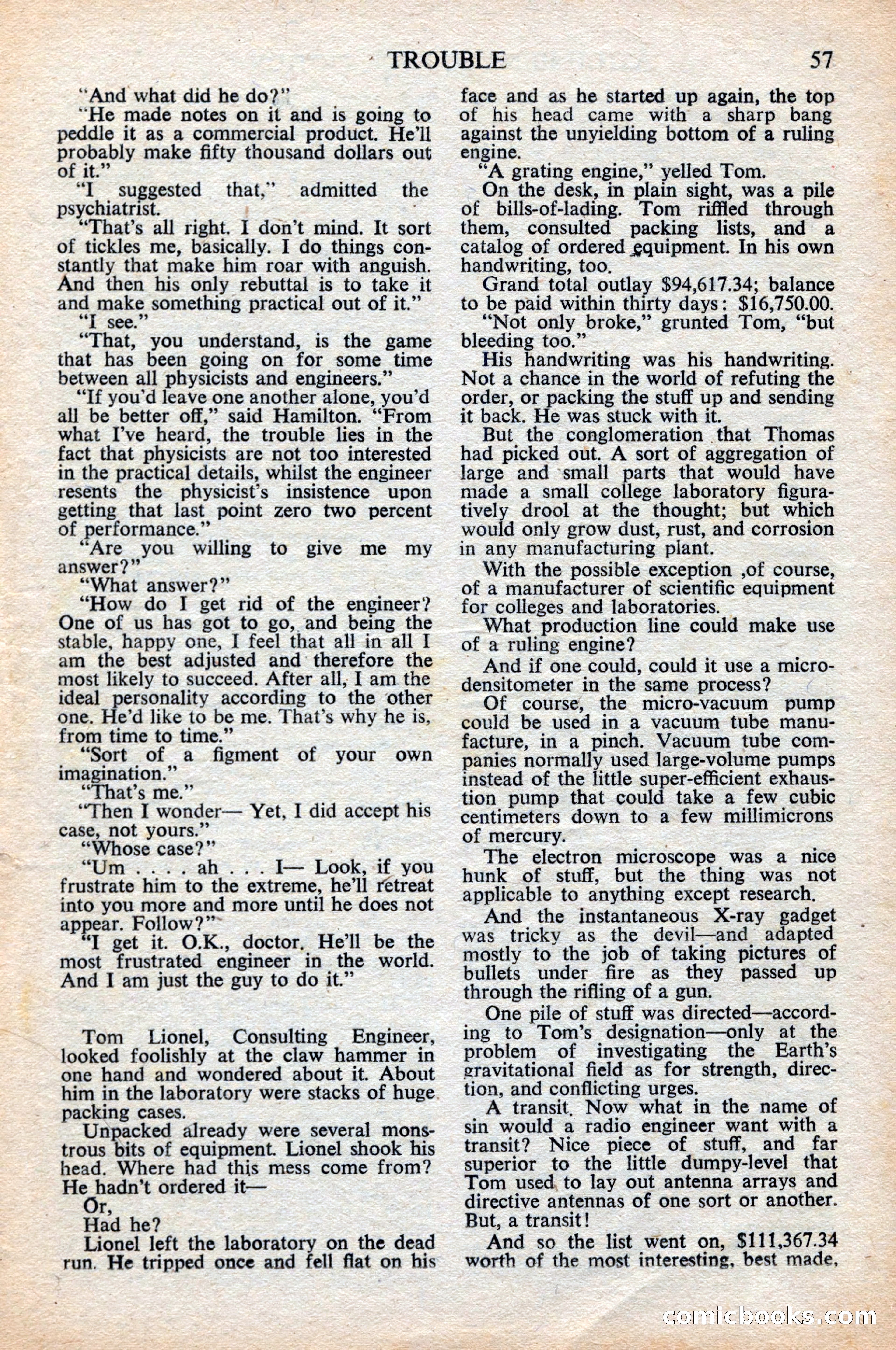 Astounding Science Fiction, British Edition, June 1947 — page 59 of 68