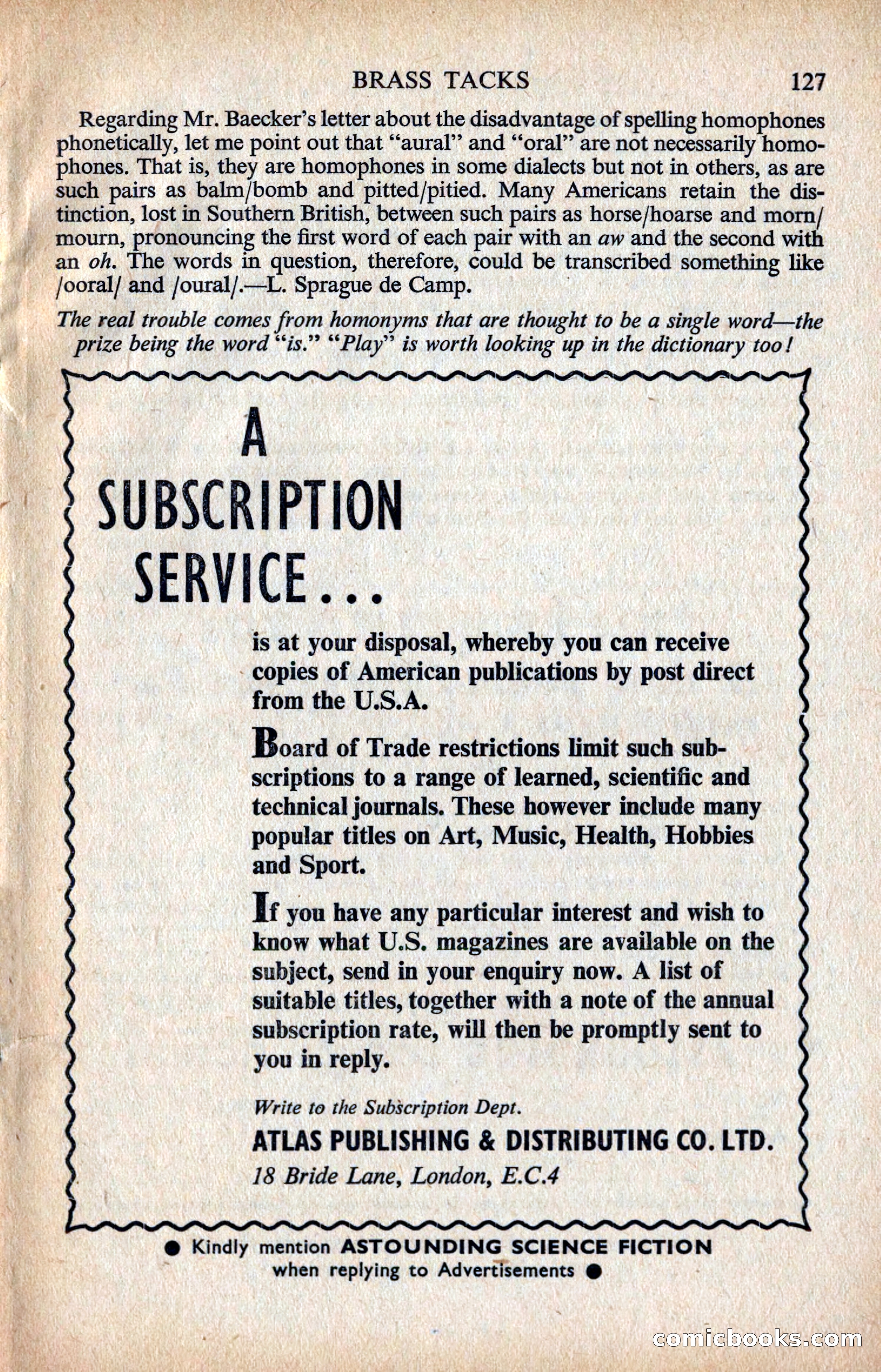 Astounding Science Fiction, British Edition — page 129 of 132
