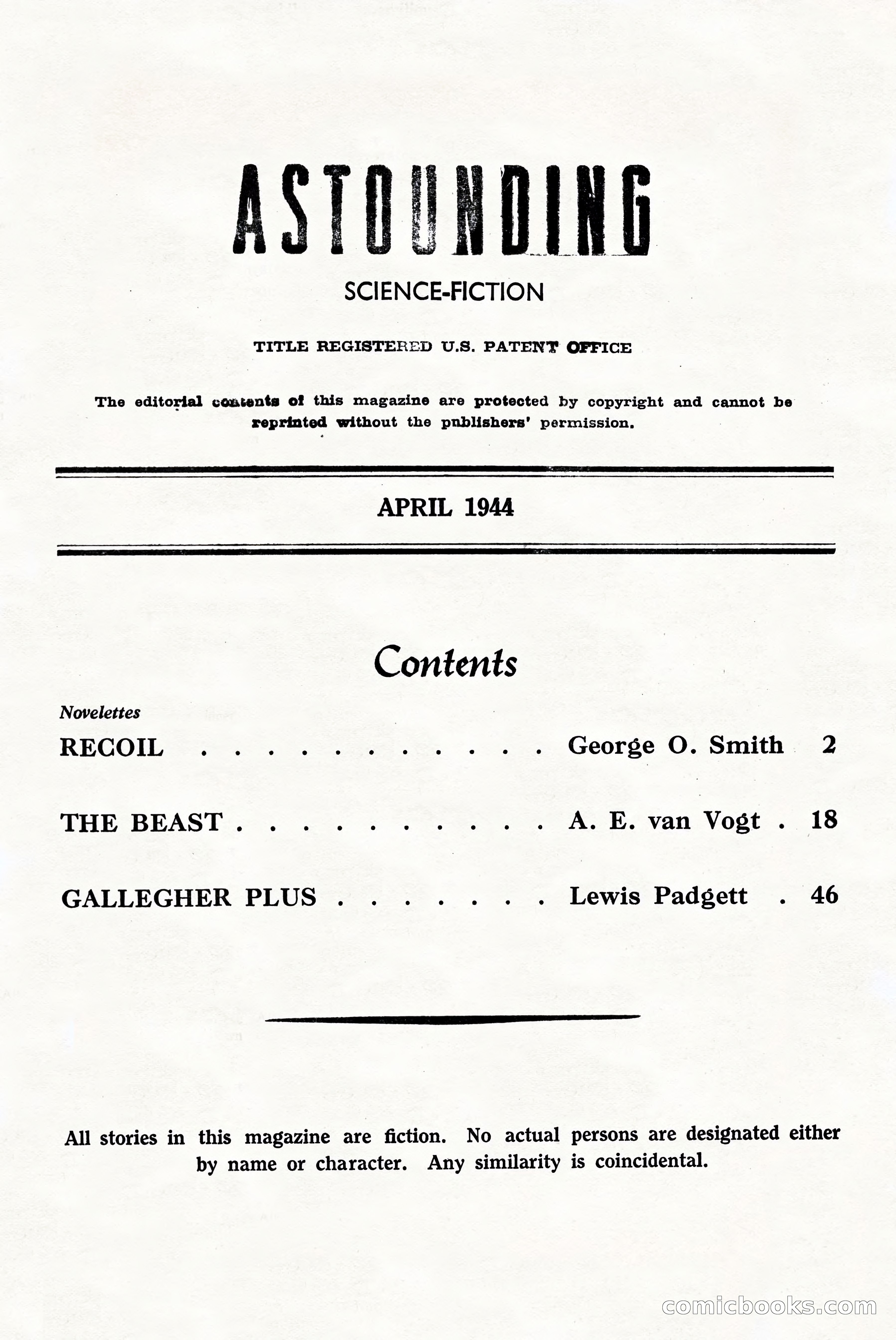 Astounding Science Fiction (British Edition), April 1944 — page 3 of 68