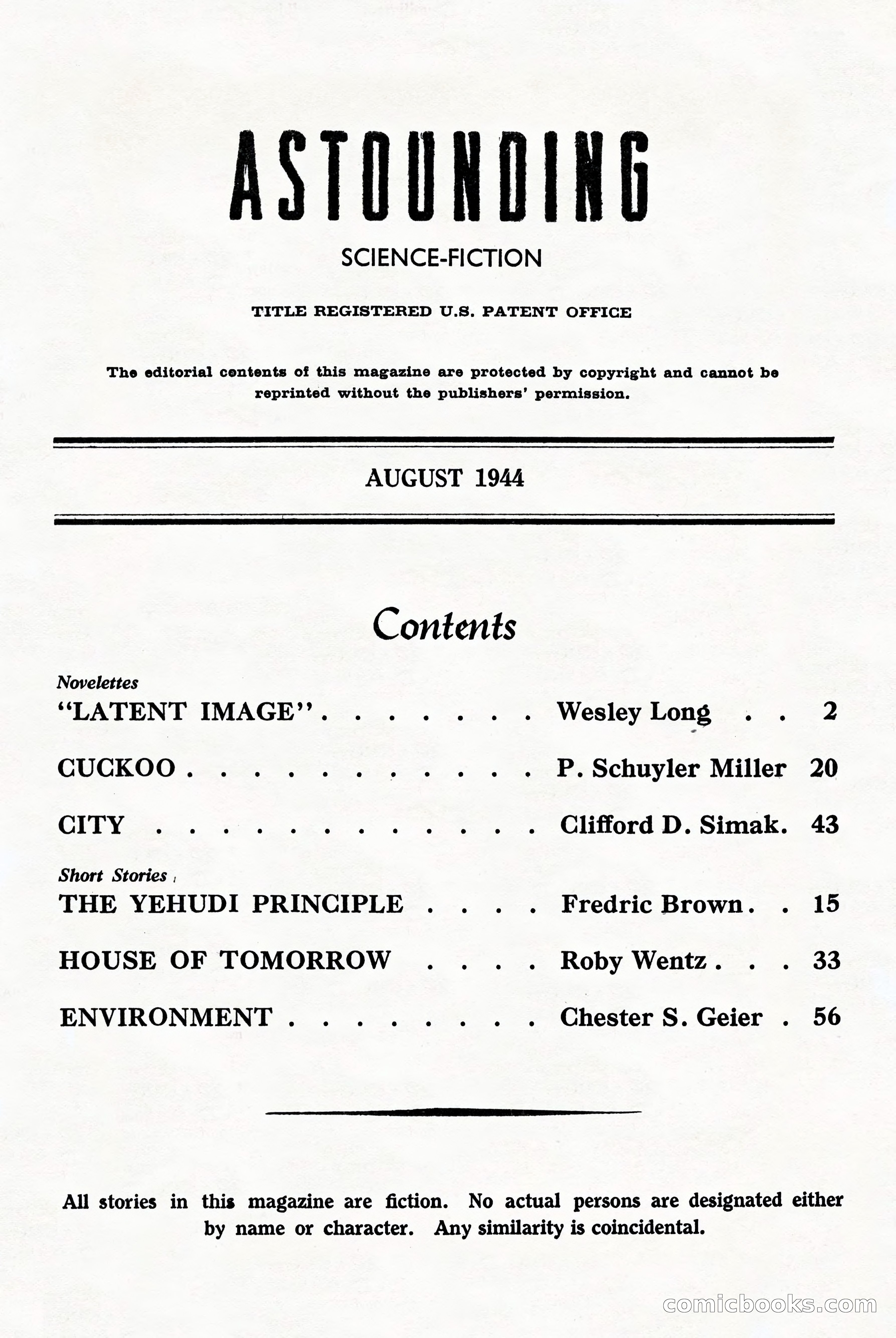 Astounding Science Fiction (British Edition), August 1944 — page 3 of 68