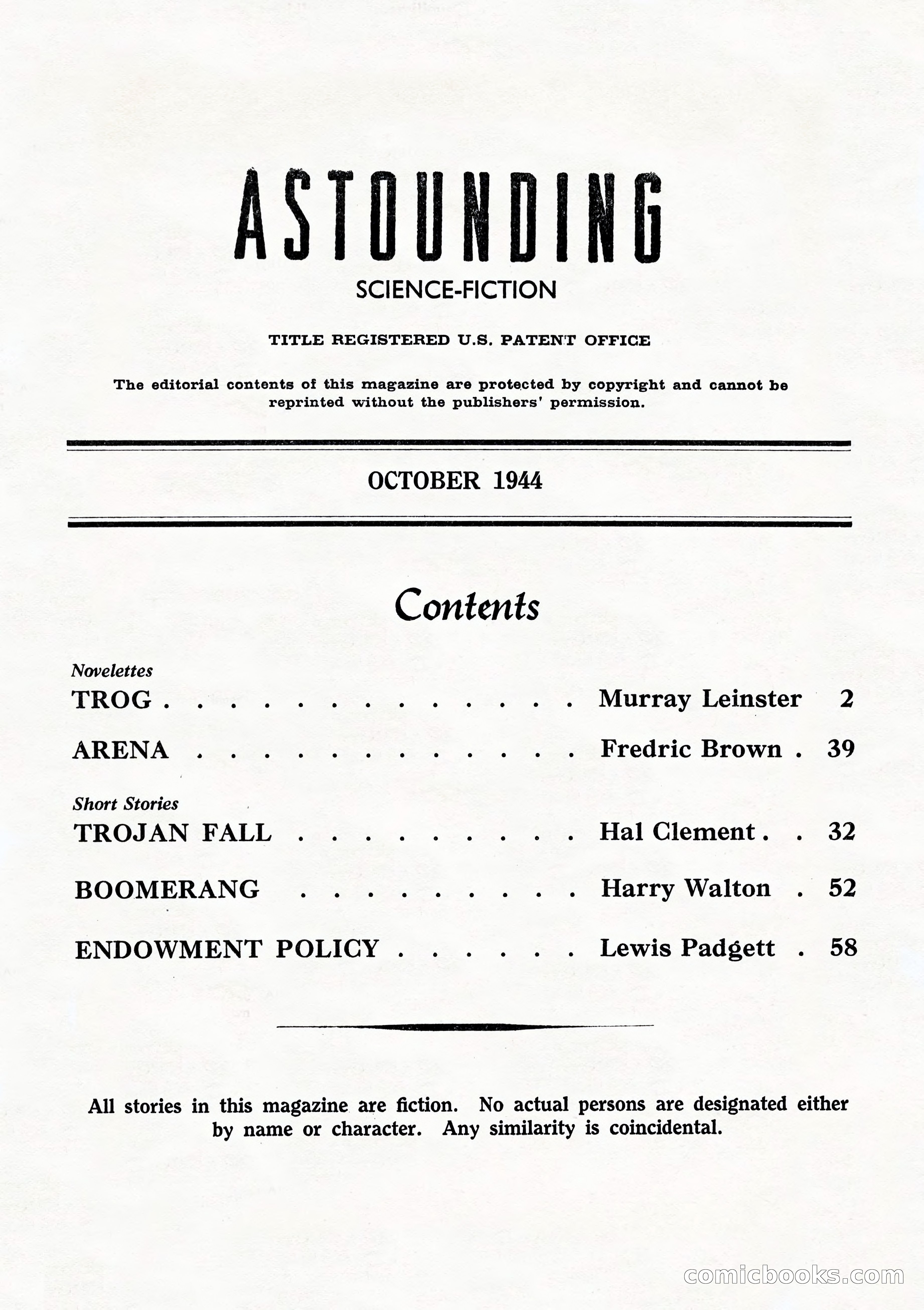 Astounding Science Fiction, October 1944 (British Edition) — page 3 of 68