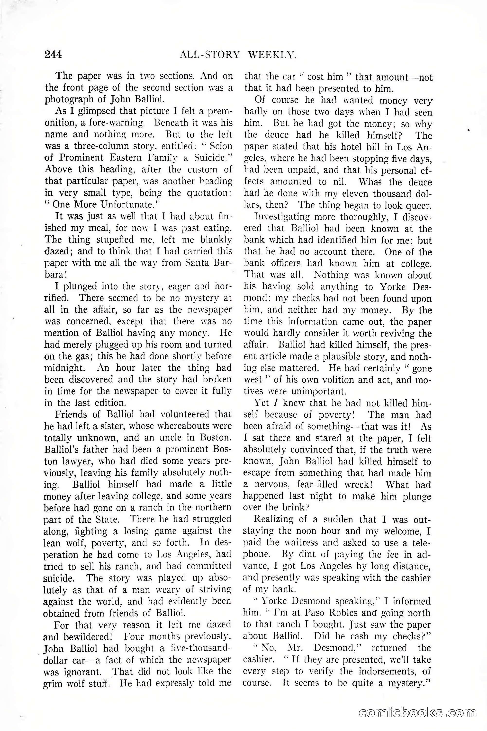 All-Story Weekly, January 25, 1919 — page 78 of 186