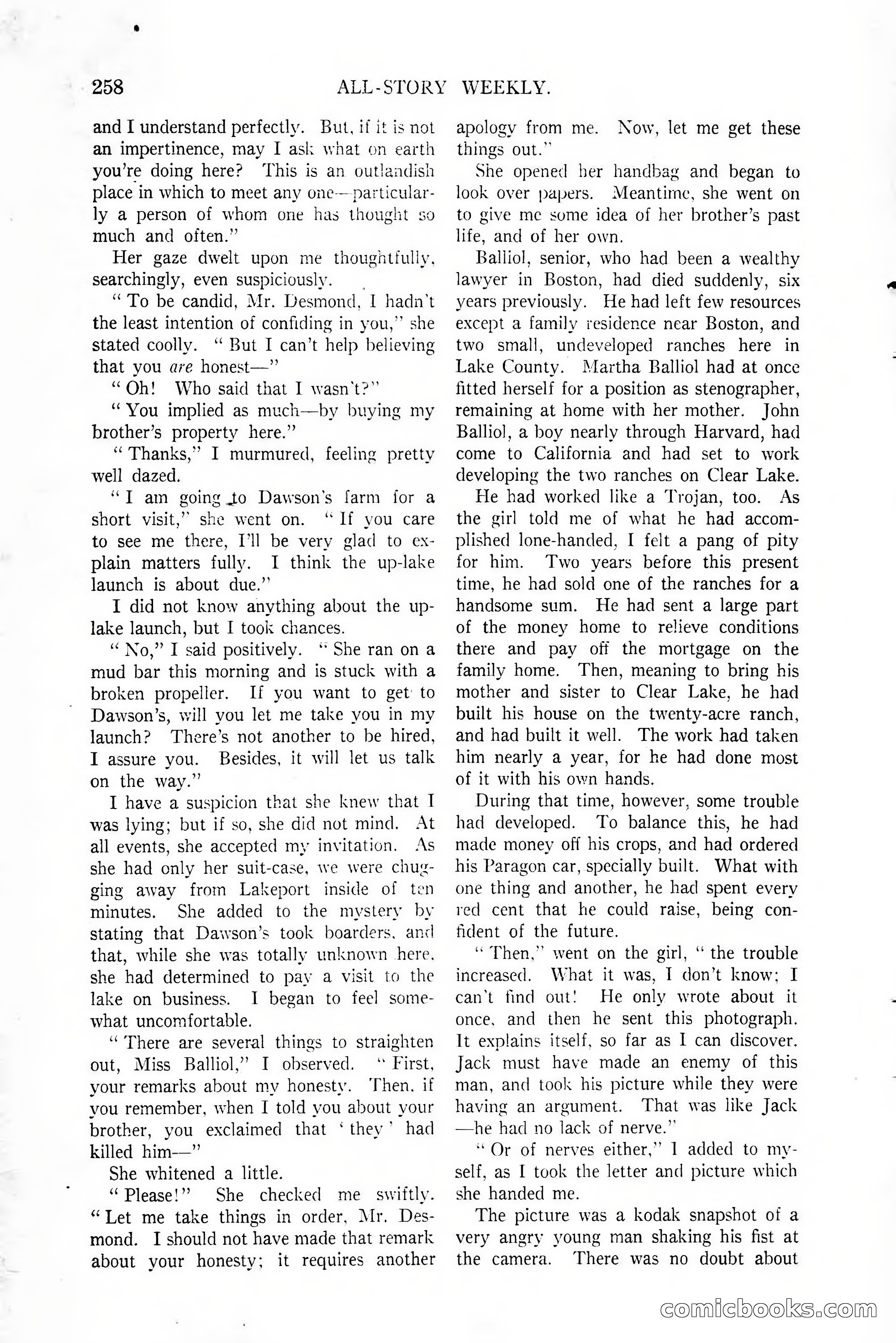 All-Story Weekly, January 25, 1919 — page 92 of 186