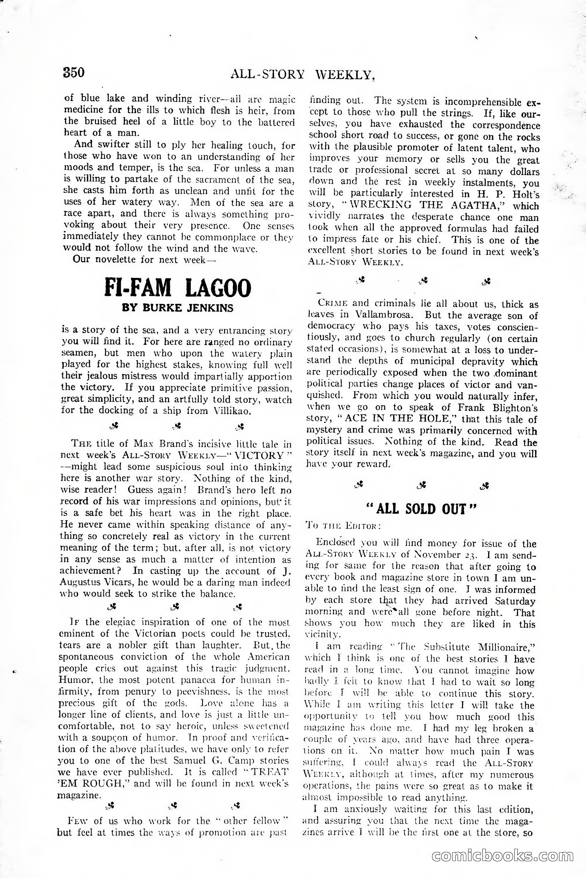 All-Story Weekly, January 25, 1919 — page 184 of 186