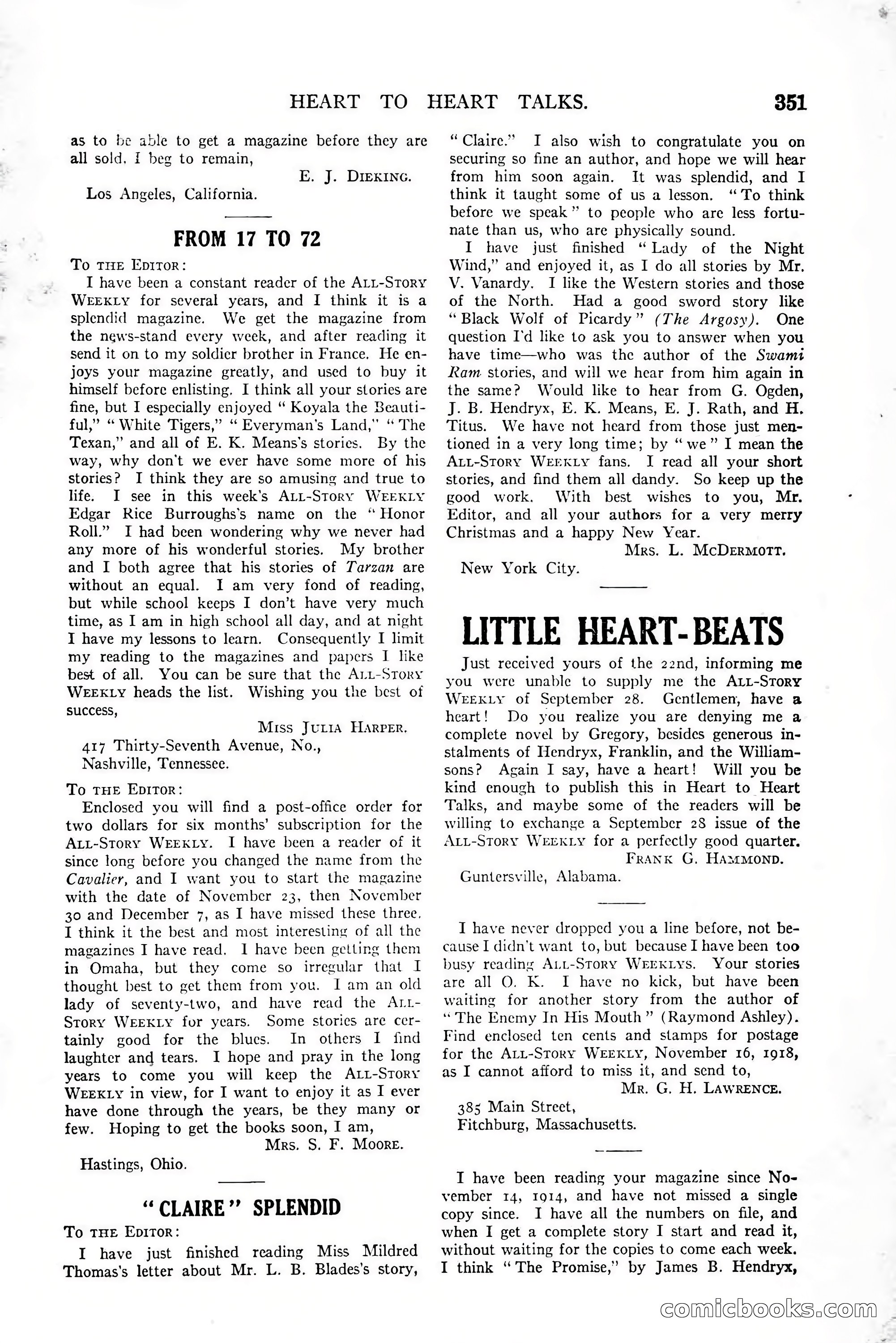 All-Story Weekly, January 25, 1919 — page 185 of 186